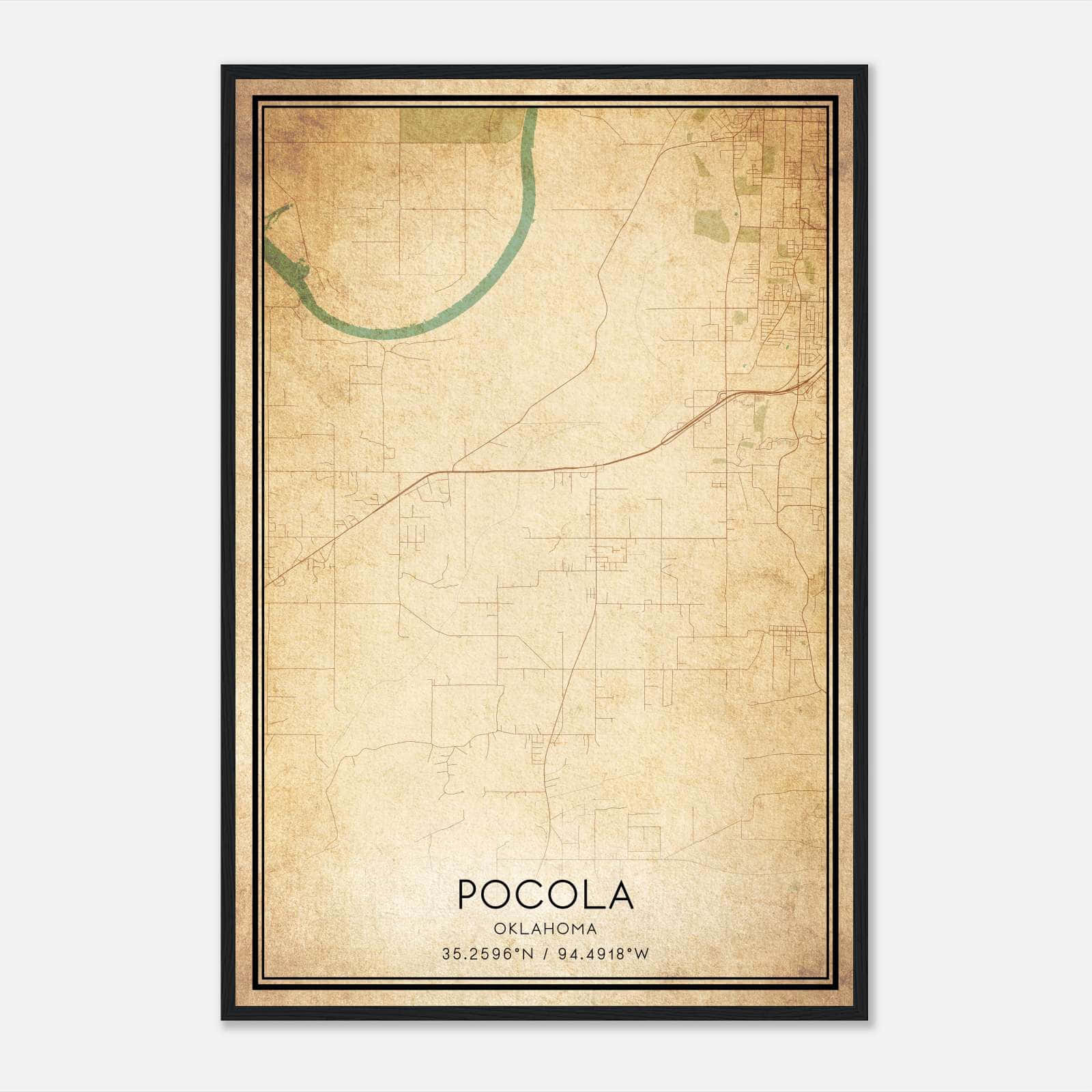 Vintage Pocola Oklahoma Map Poster, Pocola OK City Road Wall Art Print Vintage Pocola Oklahoma Map Poster, Pocola OK City Road Wall Art Print