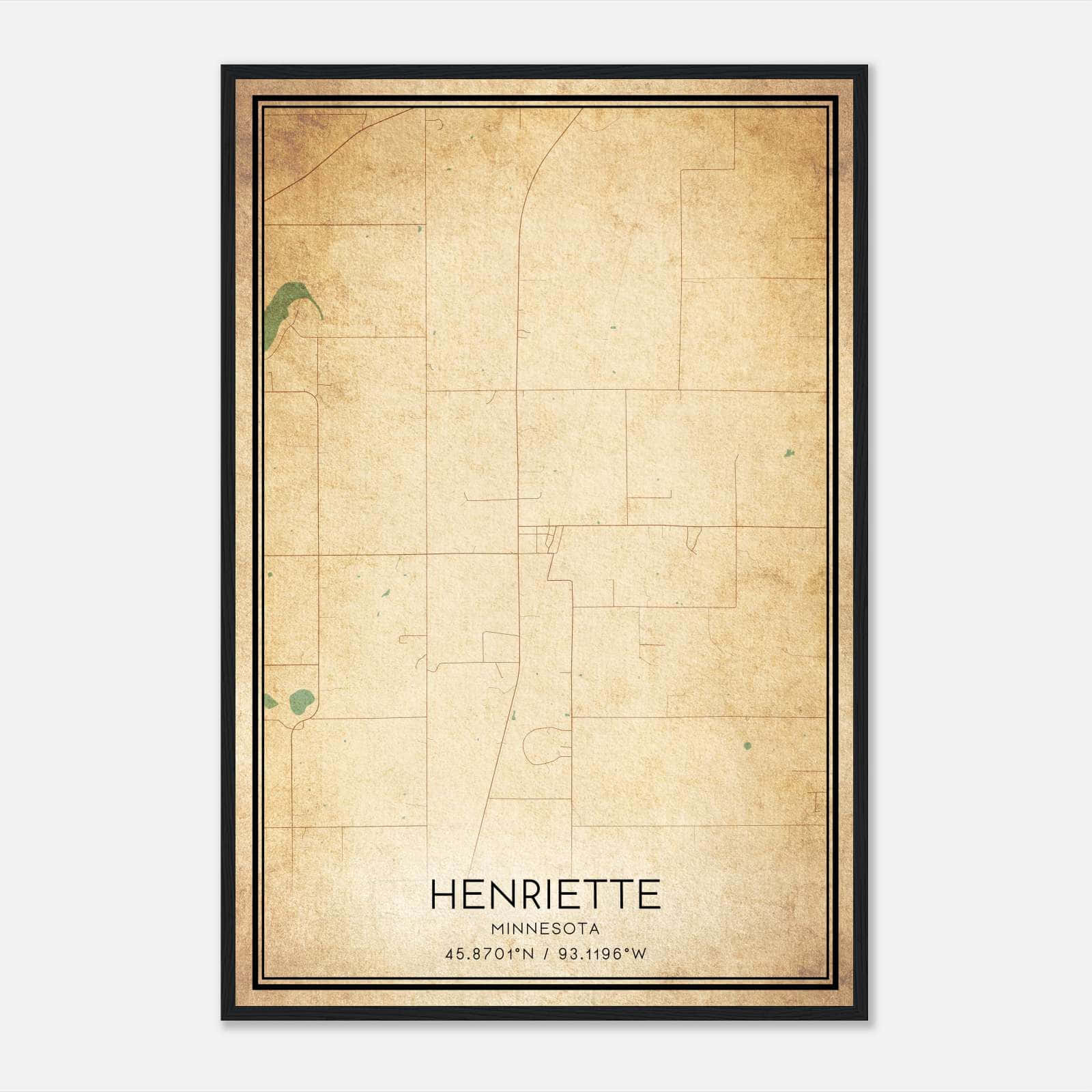 Vintage Henriette Minnesota Map Poster, Henriette MN City Road Wall Art Print Vintage Henriette Minnesota Map Poster, Henriette MN City Road Wall Art Print