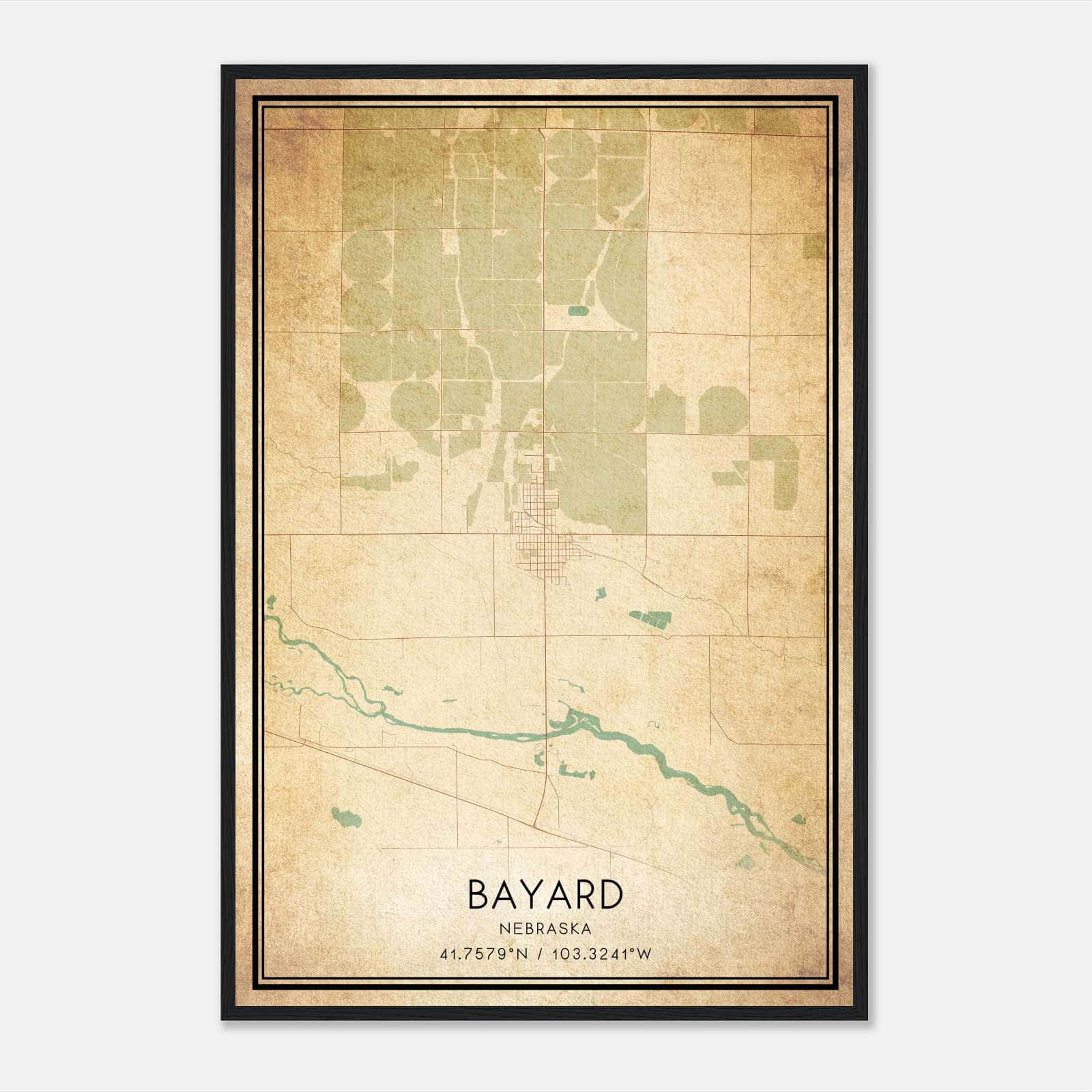 Vintage Bayard Nebraska Map Poster, Bayard NE City Road Wall Art Print Vintage Bayard Nebraska Map Poster, Bayard NE City Road Wall Art Print