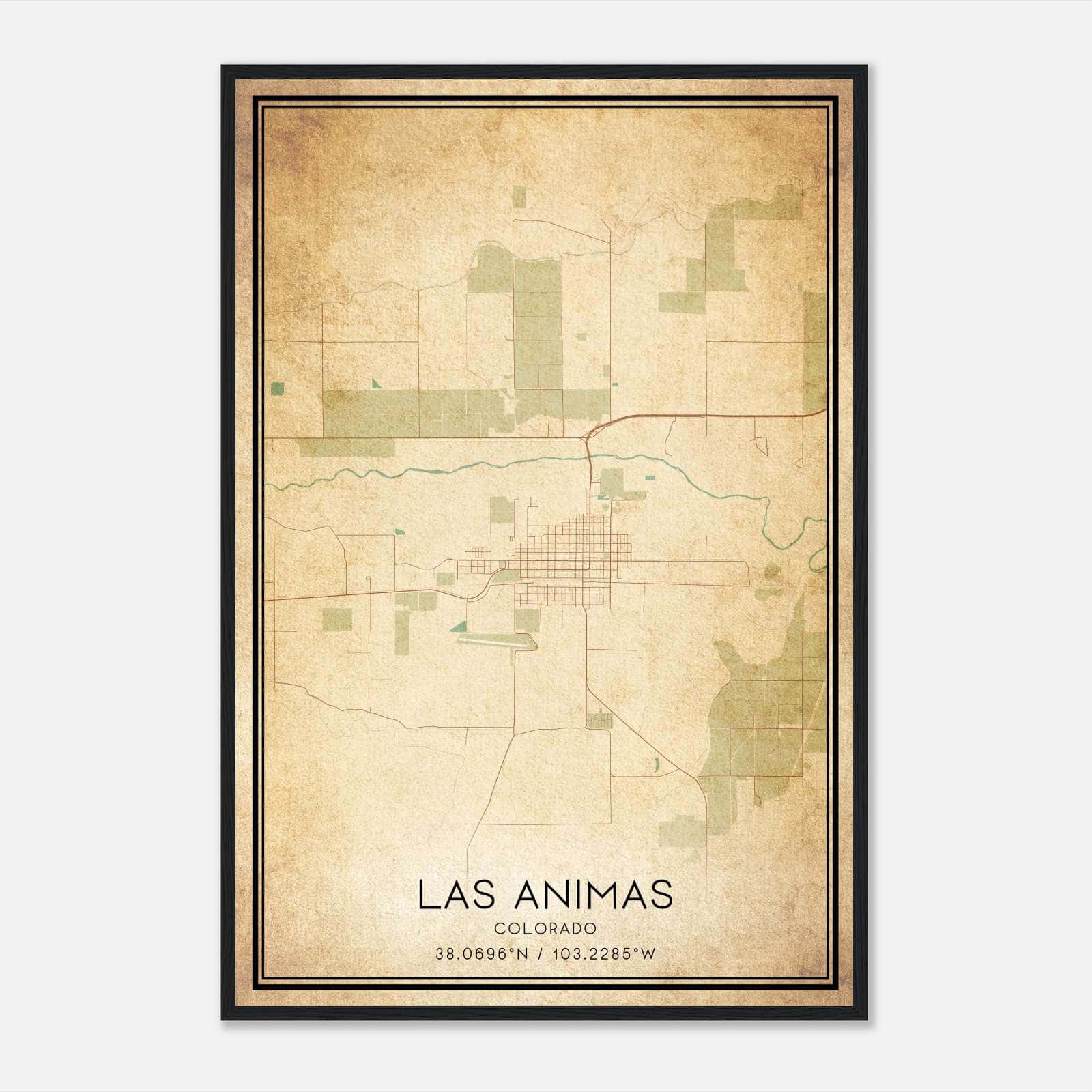 Vintage Las Animas Colorado Map Poster, Las Animas CO City Road Wall Art Print Vintage Las Animas Colorado Map Poster, Las Animas CO City Road Wall Art Print