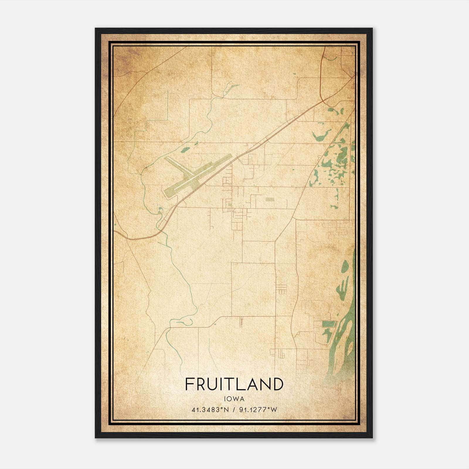 Vintage Fruitland Iowa Map Poster, Fruitland IA City Road Wall Art Print Vintage Fruitland Iowa Map Poster, Fruitland IA City Road Wall Art Print