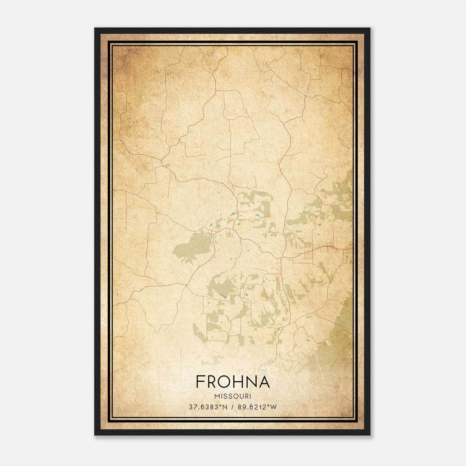 Vintage Frohna Missouri Map Poster, Frohna MO City Road Wall Art Print Vintage Frohna Missouri Map Poster, Frohna MO City Road Wall Art Print
