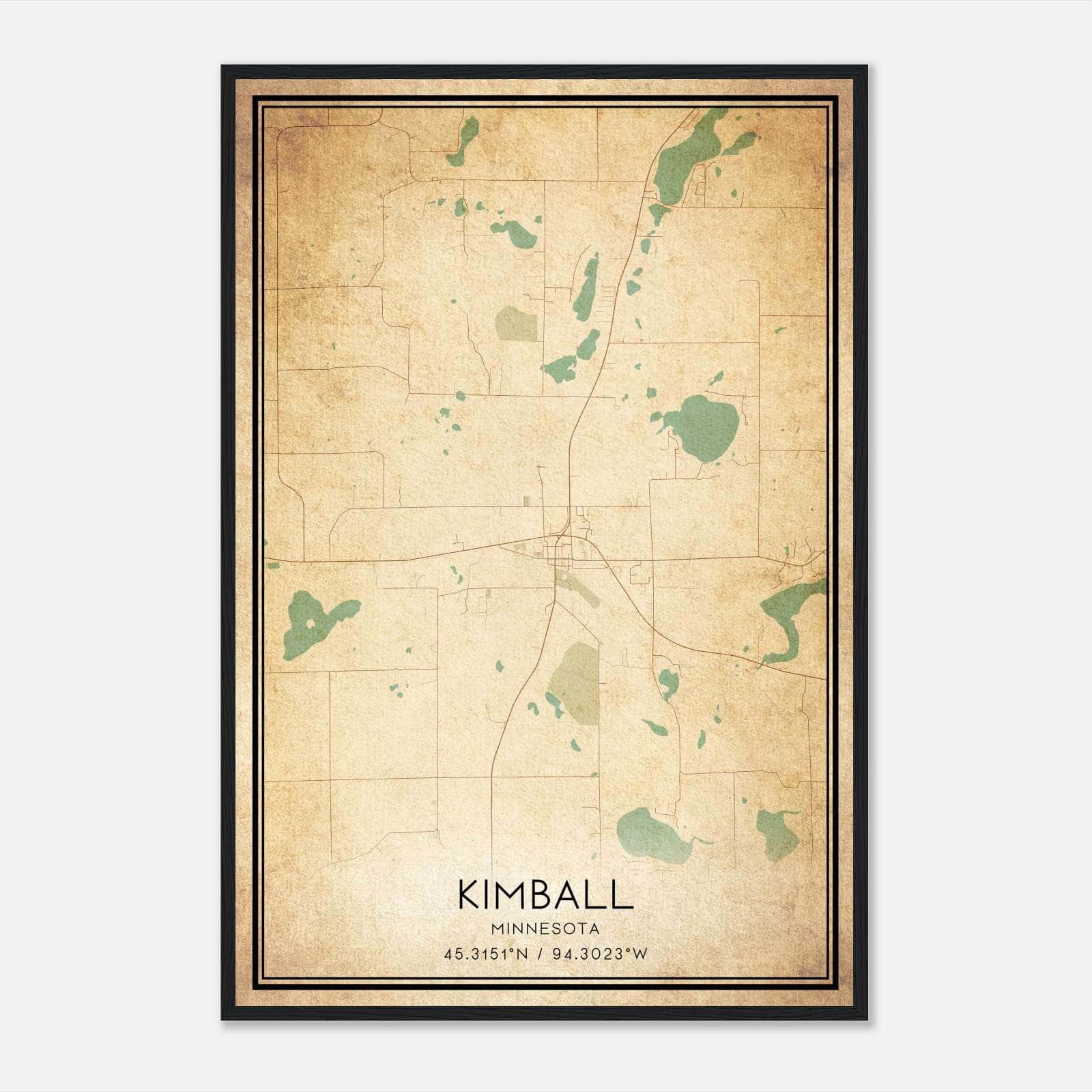 Vintage Kimball Minnesota Map Poster, Kimball MN City Road Wall Art Print Vintage Kimball Minnesota Map Poster, Kimball MN City Road Wall Art Print