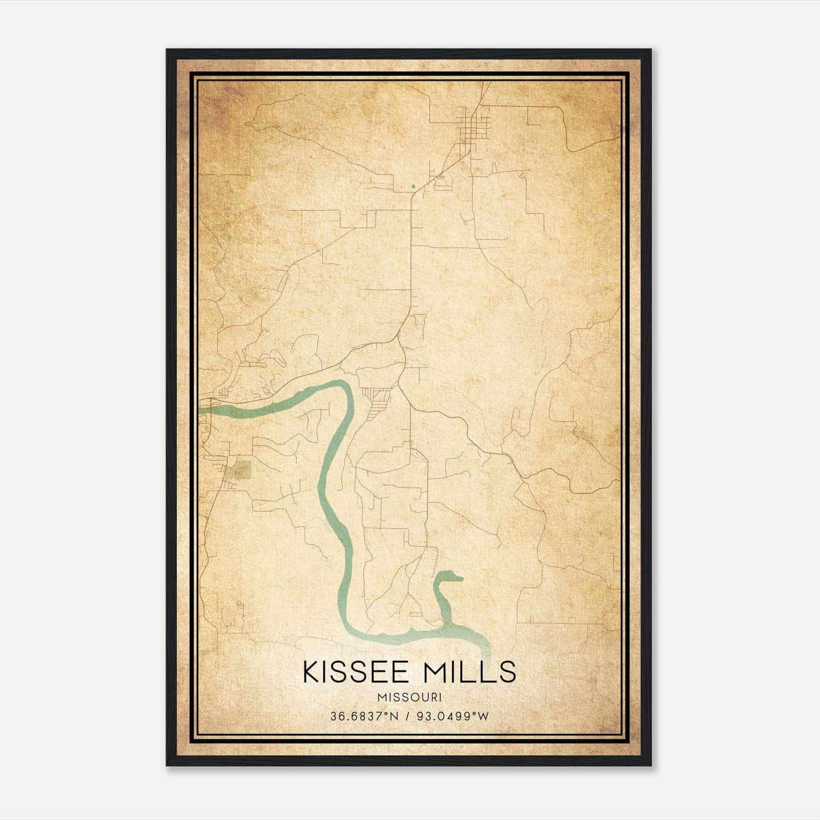 Vintage Kissee Mills Missouri Map Poster, Kissee Mills MO City Road Wall Art Print Vintage Kissee Mills Missouri Map Poster, Kissee Mills MO City Road Wall Art Print