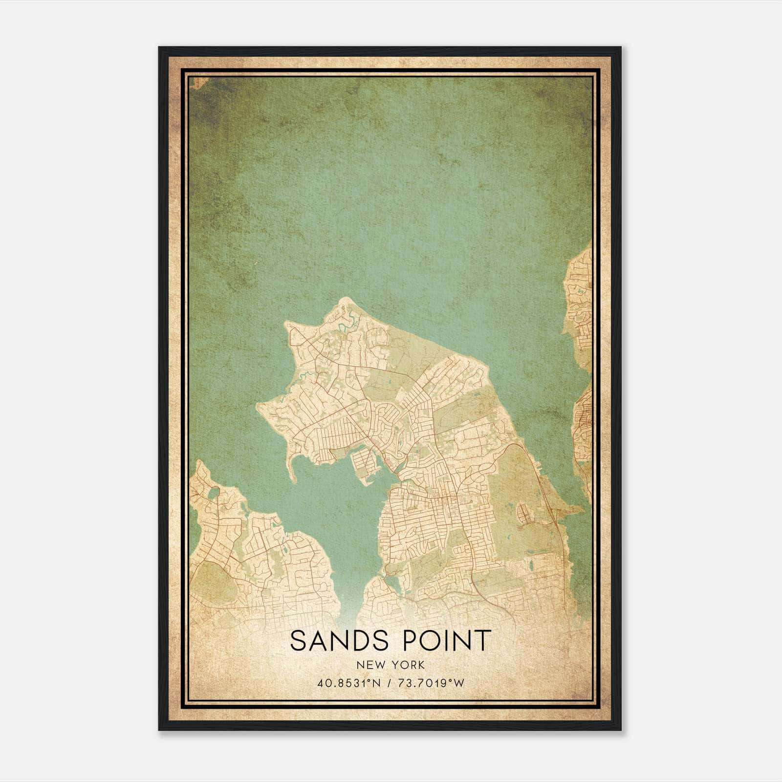 Vintage Sands Point New York Map Poster, Sands Point NY City Road Wall Art Print Vintage Sands Point New York Map Poster, Sands Point NY City Road Wall Art Print