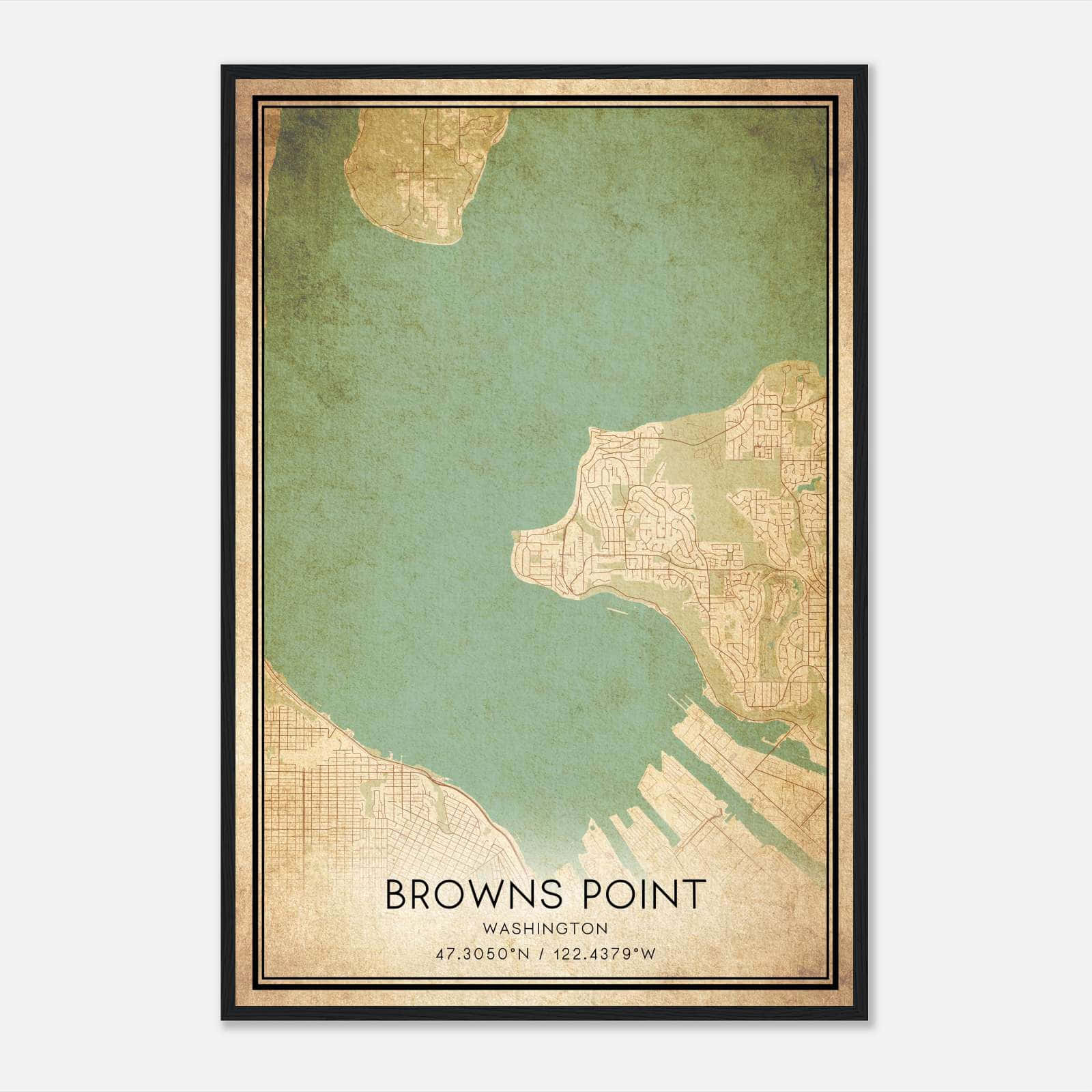 Vintage Browns Point Washington Map Poster, Browns Point WA City Road Wall Art Print Vintage Browns Point Washington Map Poster, Browns Point WA City Road Wall Art Print