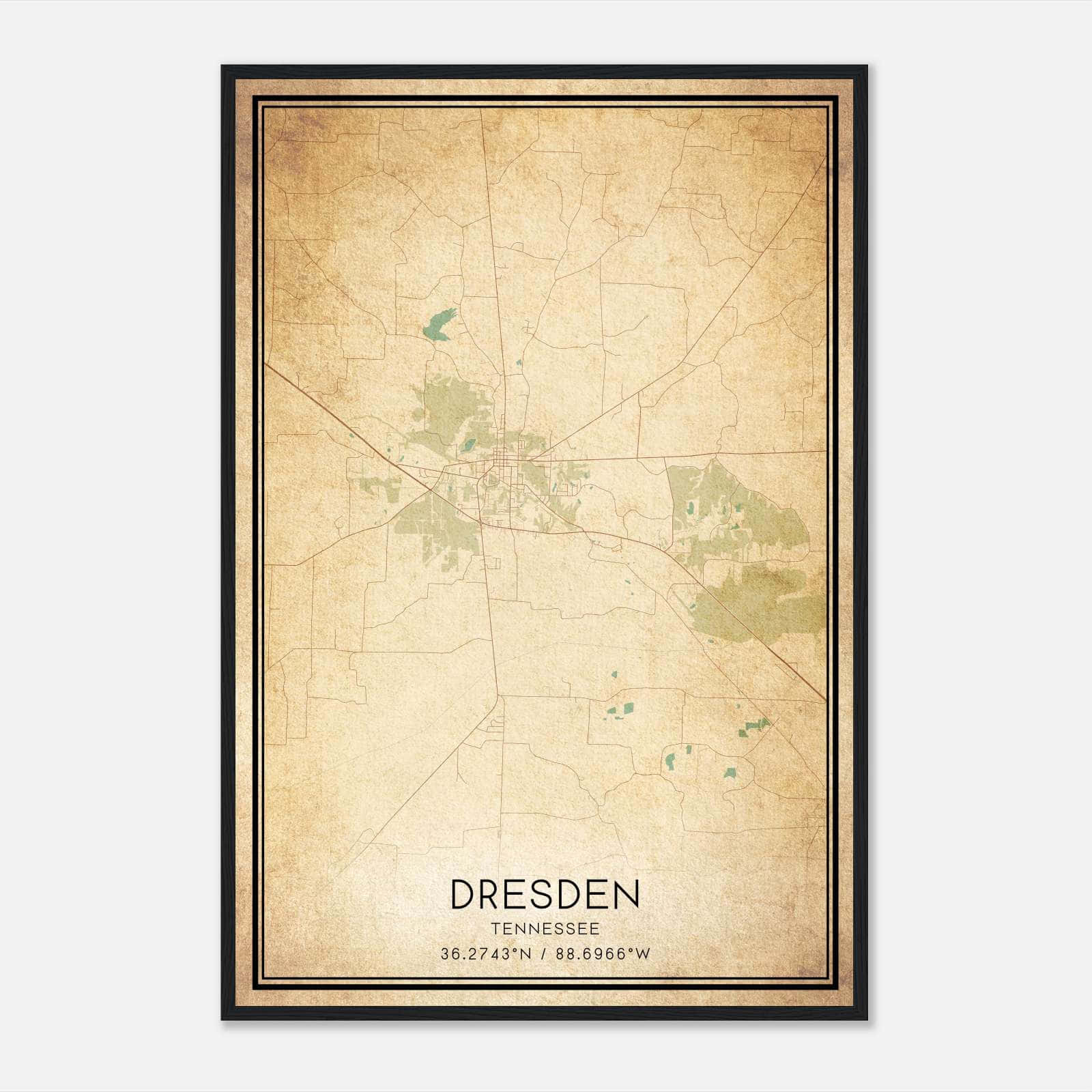 Vintage Dresden Tennessee Map Poster, Dresden TN City Road Wall Art Print Vintage Dresden Tennessee Map Poster, Dresden TN City Road Wall Art Print