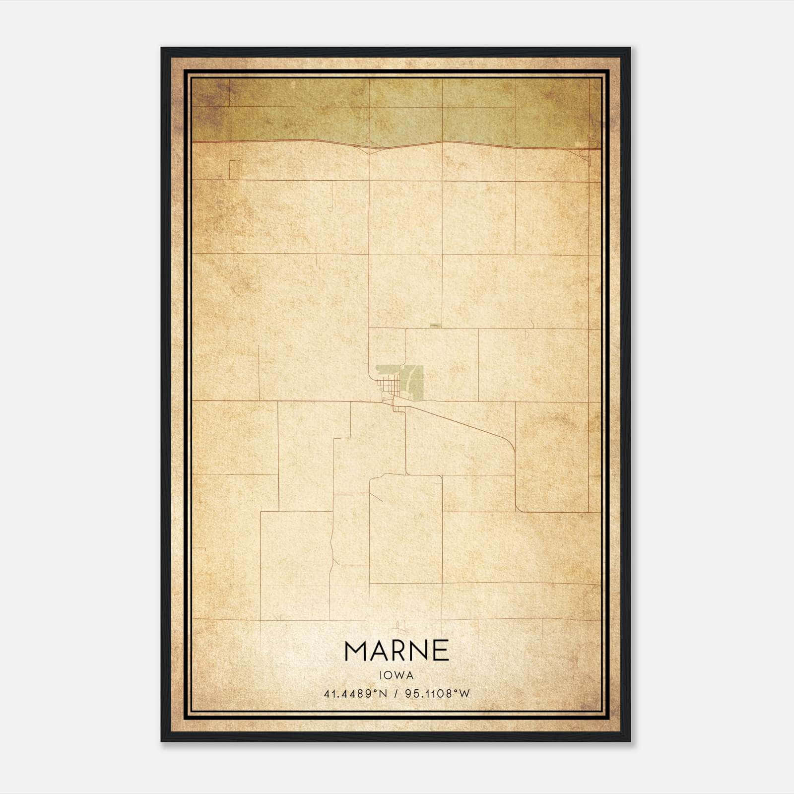 Vintage Marne Iowa Map Poster, Marne IA City Road Wall Art Print Vintage Marne Iowa Map Poster, Marne IA City Road Wall Art Print