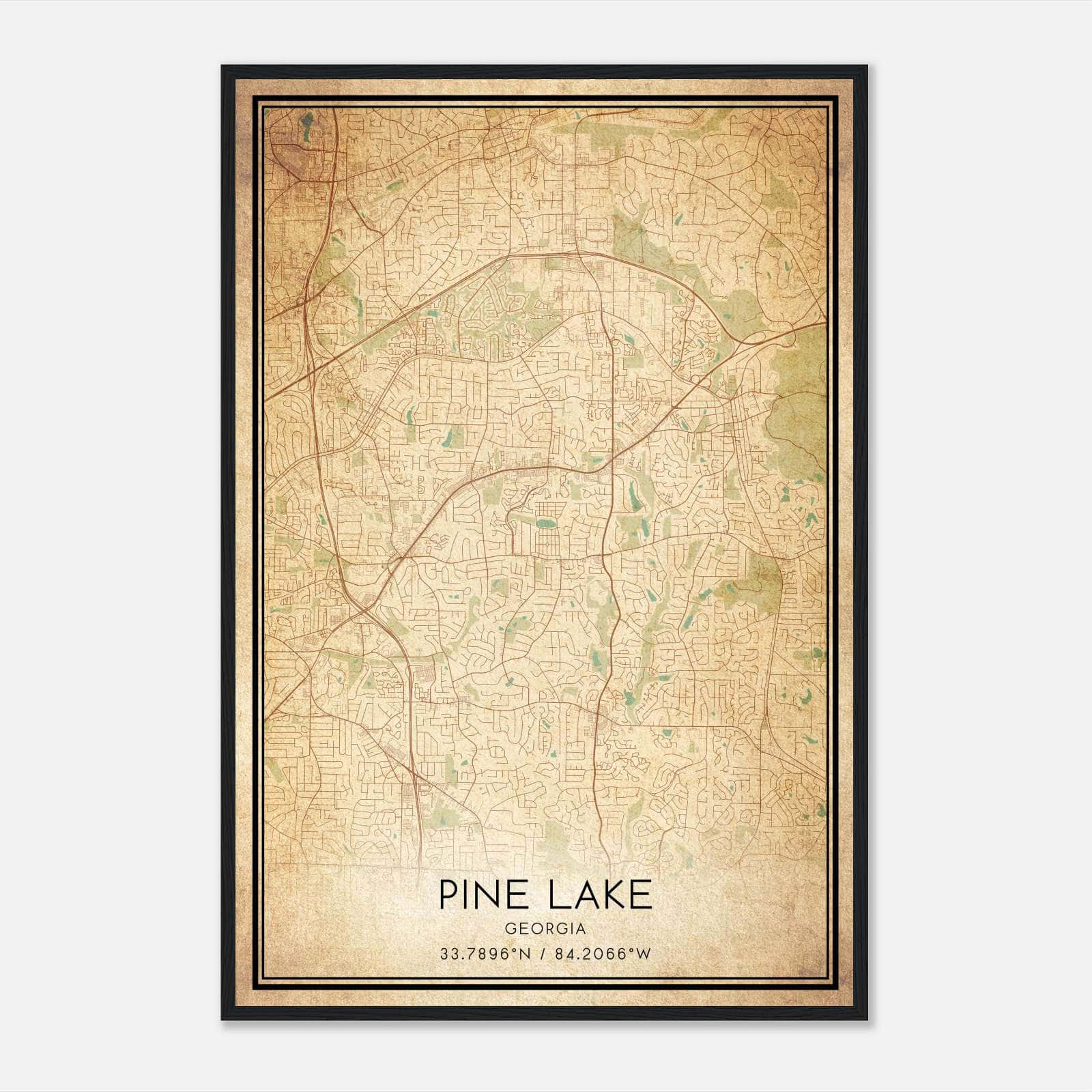 Vintage Pine Lake Georgia Map Poster, Pine Lake GA City Road Wall Art Print Vintage Pine Lake Georgia Map Poster, Pine Lake GA City Road Wall Art Print