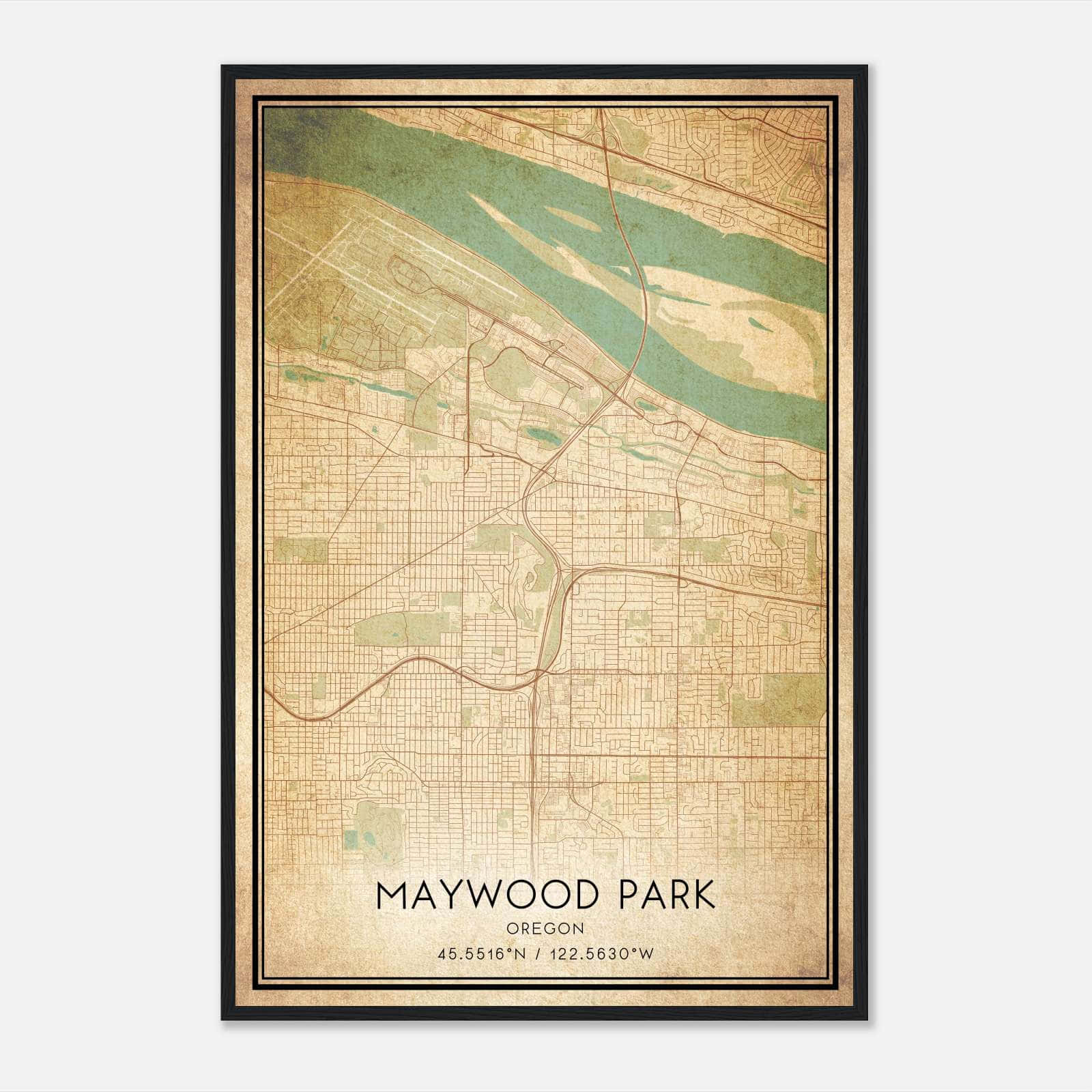 Vintage Maywood Park Oregon Map Poster, Maywood Park OR City Road Wall Art Print Vintage Maywood Park Oregon Map Poster, Maywood Park OR City Road Wall Art Print
