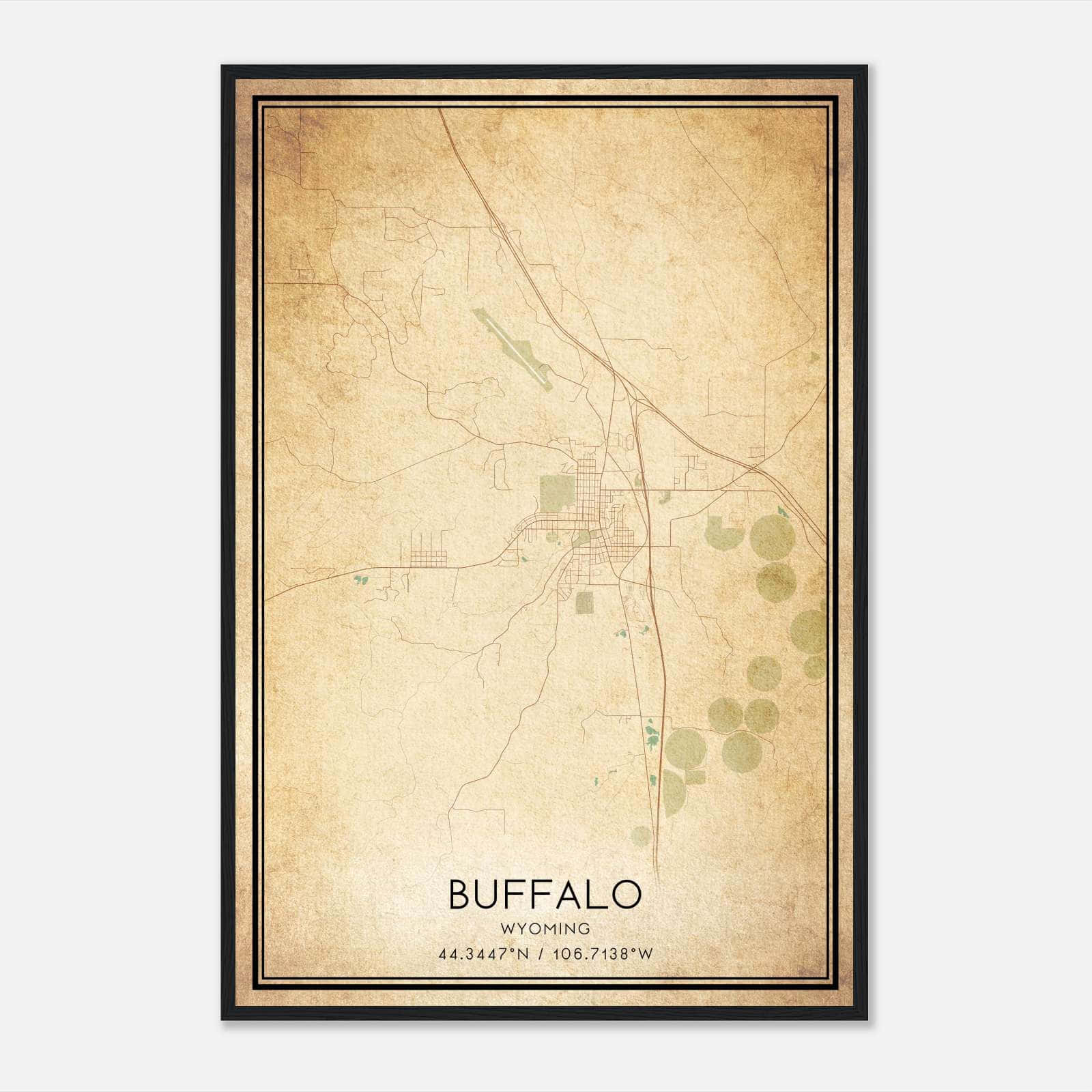 Vintage Buffalo Wyoming Map Poster, Buffalo WY City Road Wall Art Print Vintage Buffalo Wyoming Map Poster, Buffalo WY City Road Wall Art Print