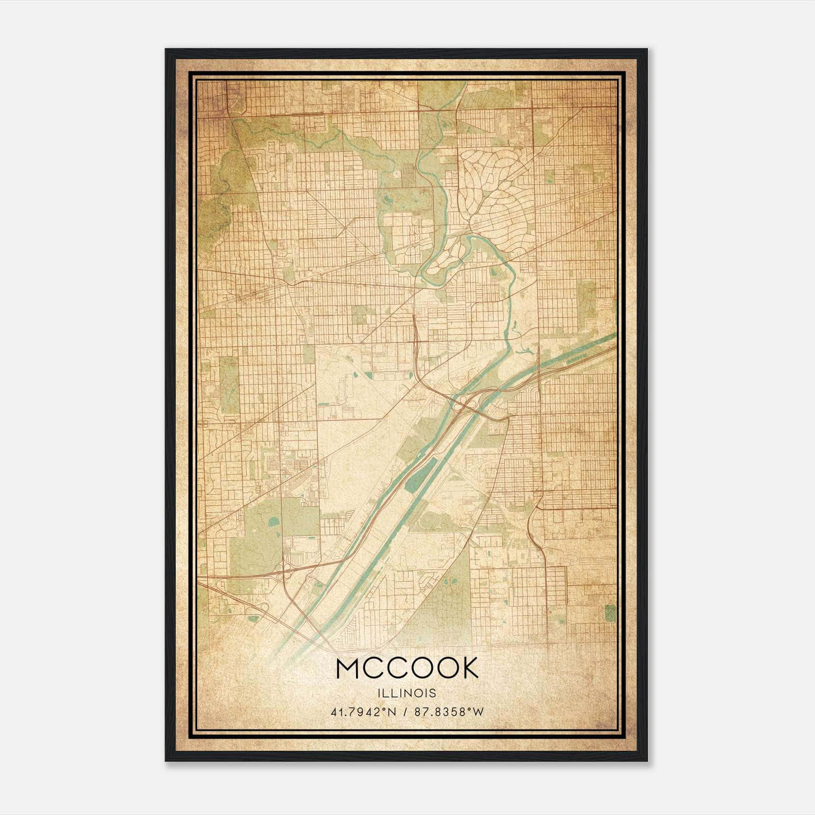 Vintage Mccook Illinois Map Poster, Mccook IL City Road Wall Art Print Vintage Mccook Illinois Map Poster, Mccook IL City Road Wall Art Print