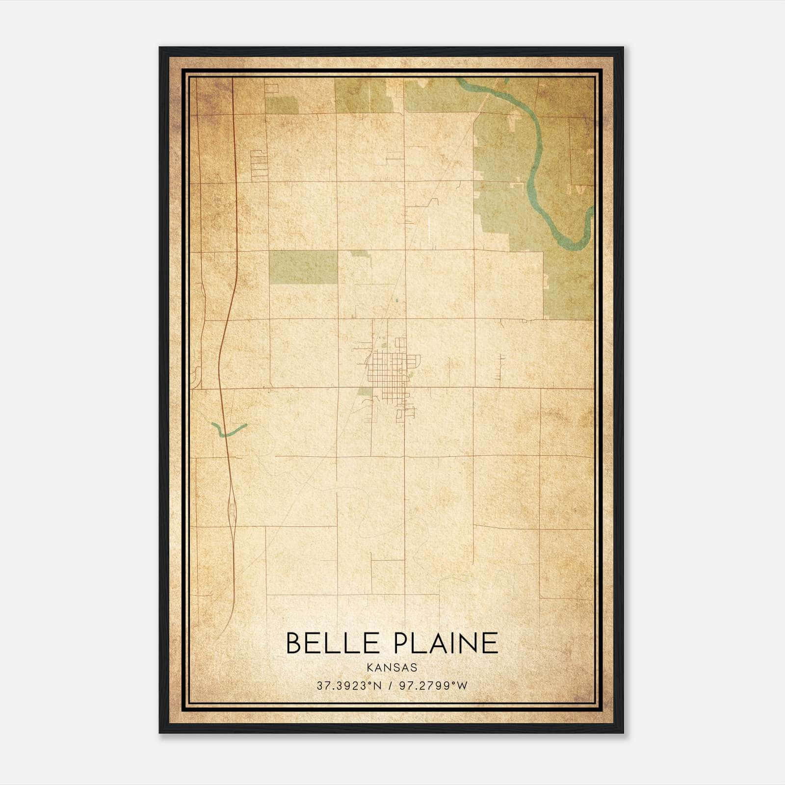 Vintage Belle Plaine Kansas Map Poster, Belle Plaine KS City Road Wall Art Print Vintage Belle Plaine Kansas Map Poster, Belle Plaine KS City Road Wall Art Print