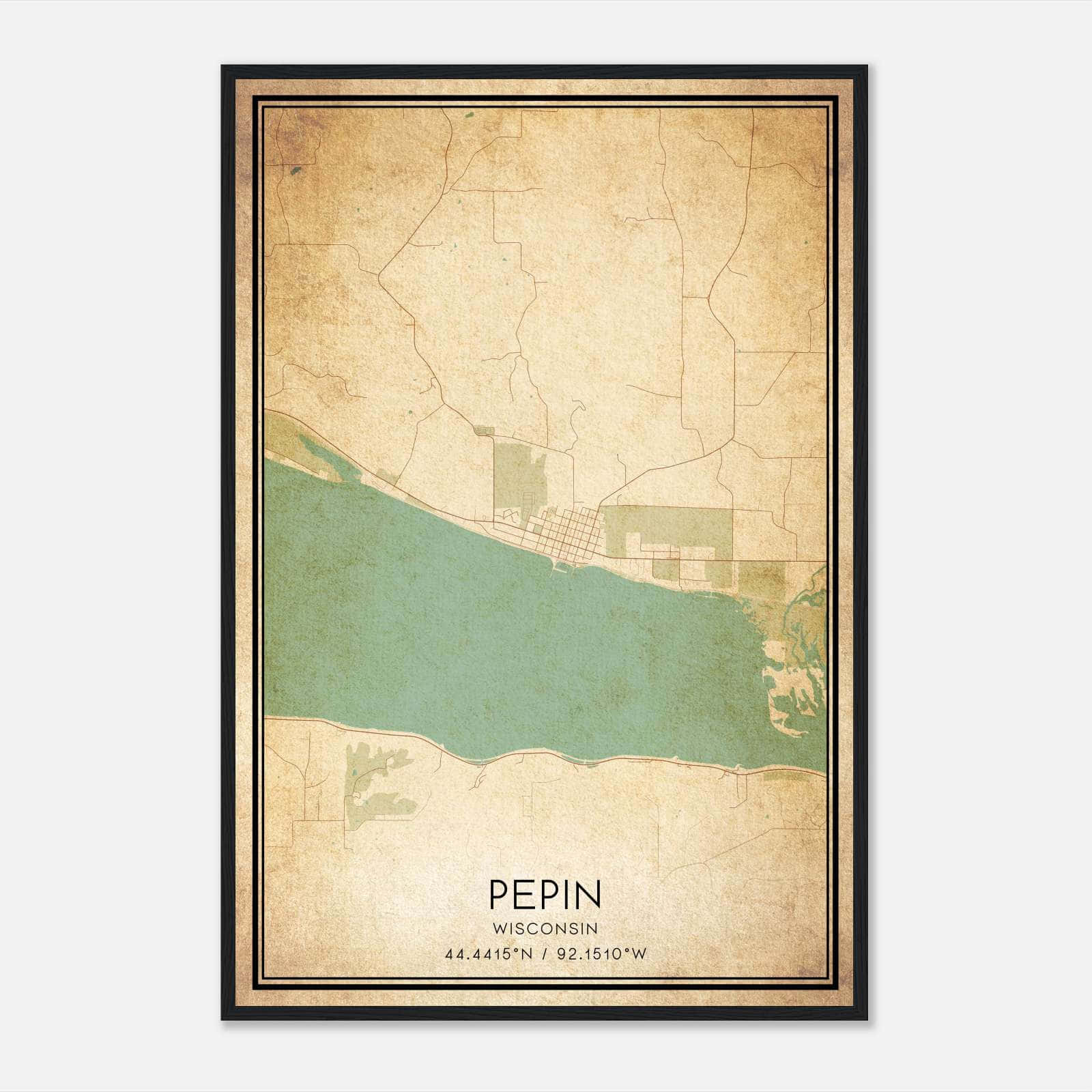 Vintage Pepin Wisconsin Map Poster, Pepin WI City Road Wall Art Print Vintage Pepin Wisconsin Map Poster, Pepin WI City Road Wall Art Print