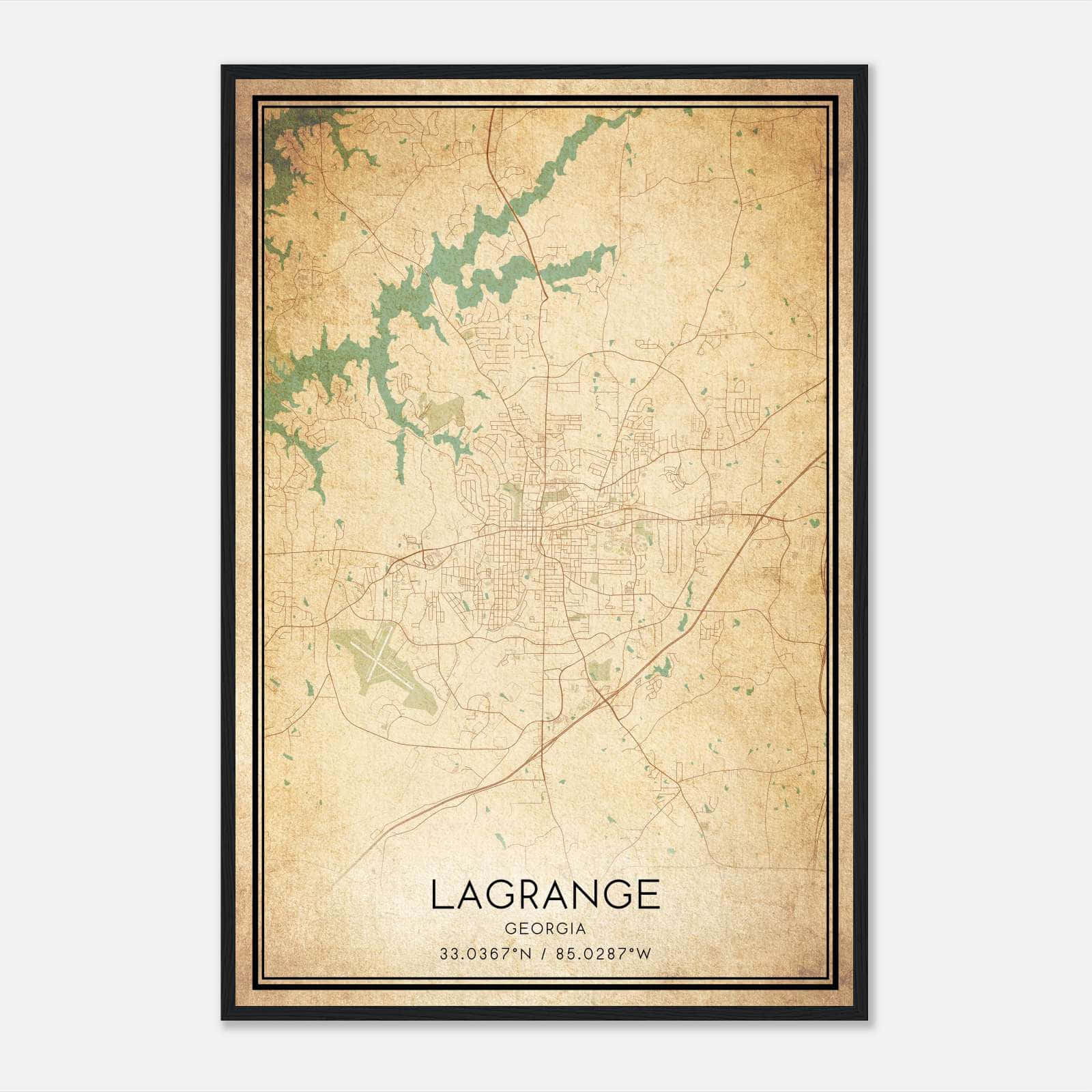 Vintage Lagrange Georgia Map Poster, Lagrange GA City Road Wall Art Print Vintage Lagrange Georgia Map Poster, Lagrange GA City Road Wall Art Print
