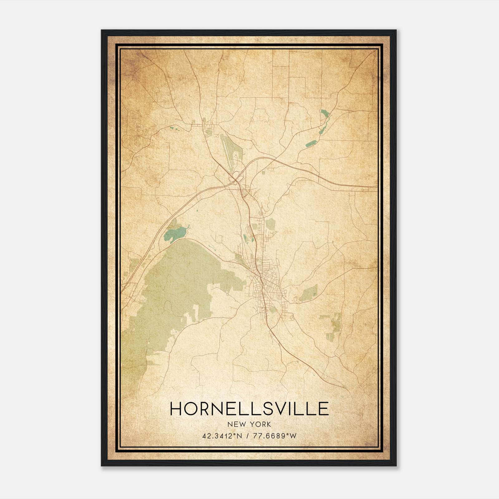 Vintage Hornellsville New York Map Poster, Hornellsville NY City Road Wall Art Print Vintage Hornellsville New York Map Poster, Hornellsville NY City Road Wall Art Print