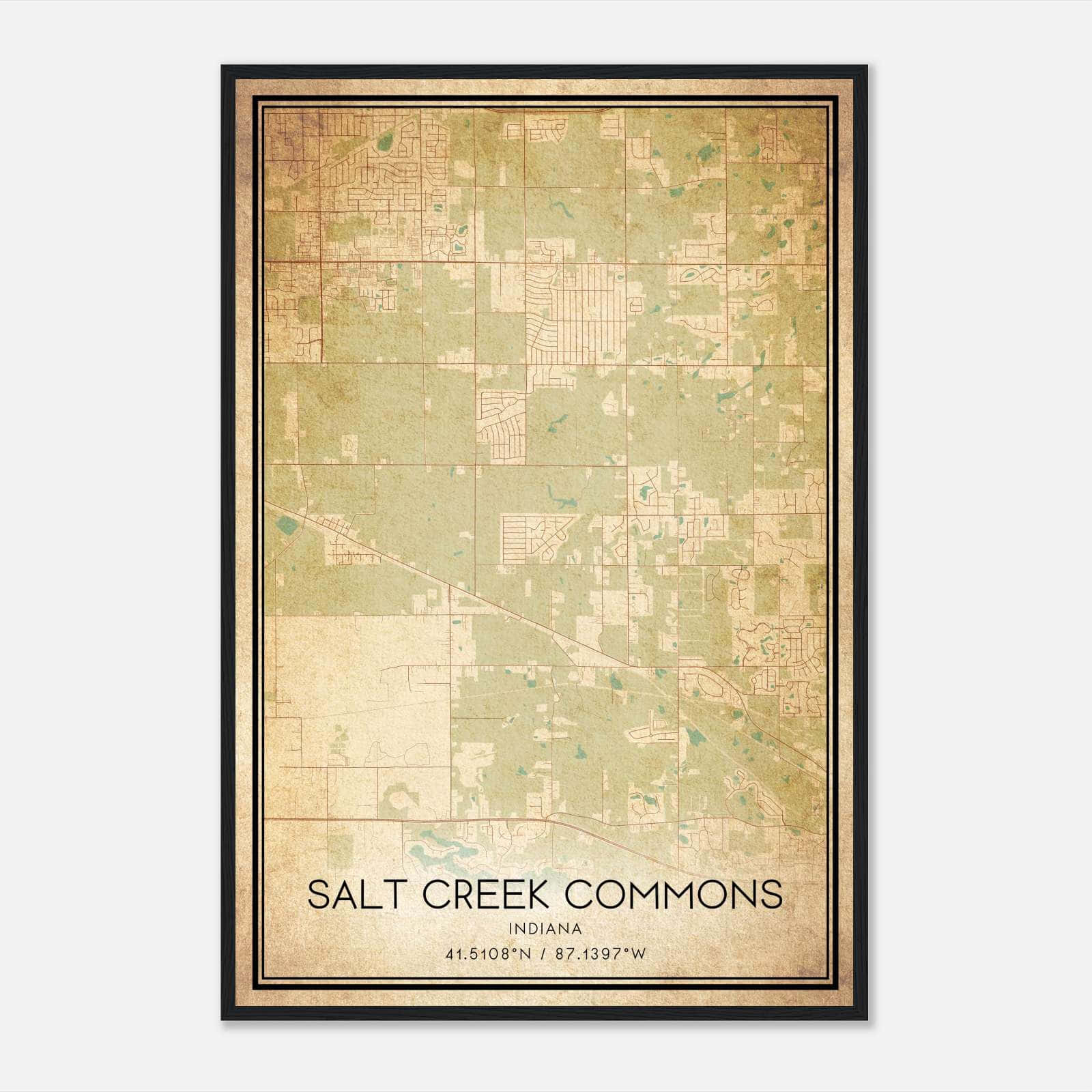 Vintage Salt Creek Commons Indiana Map Poster, Salt Creek Commons IN City Road Wall Art Print Vintage Salt Creek Commons Indiana Map Poster, Salt Creek Commons IN City Road Wall Art Print