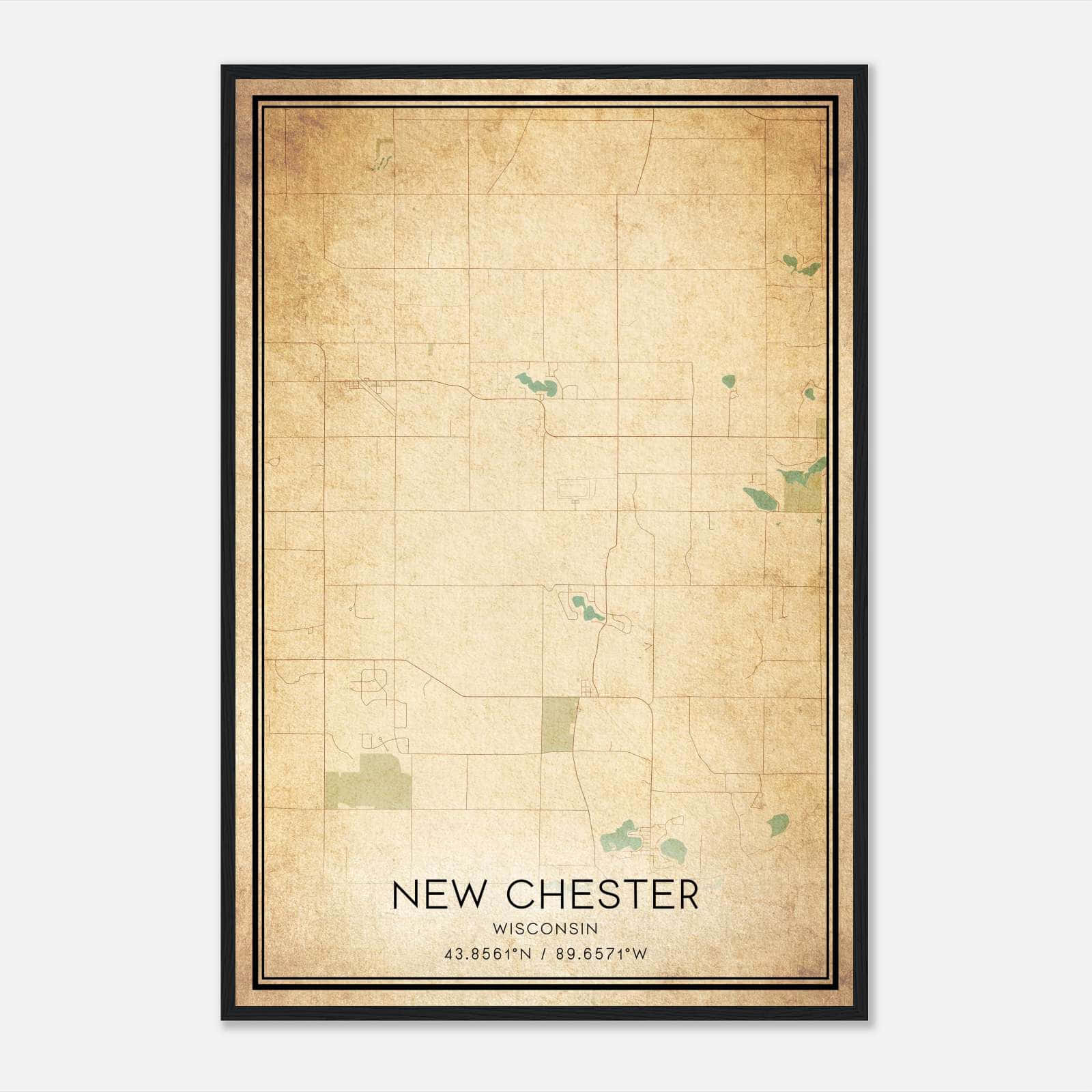 Vintage New Chester Wisconsin Map Poster, New Chester WI City Road Wall Art Print Vintage New Chester Wisconsin Map Poster, New Chester WI City Road Wall Art Print
