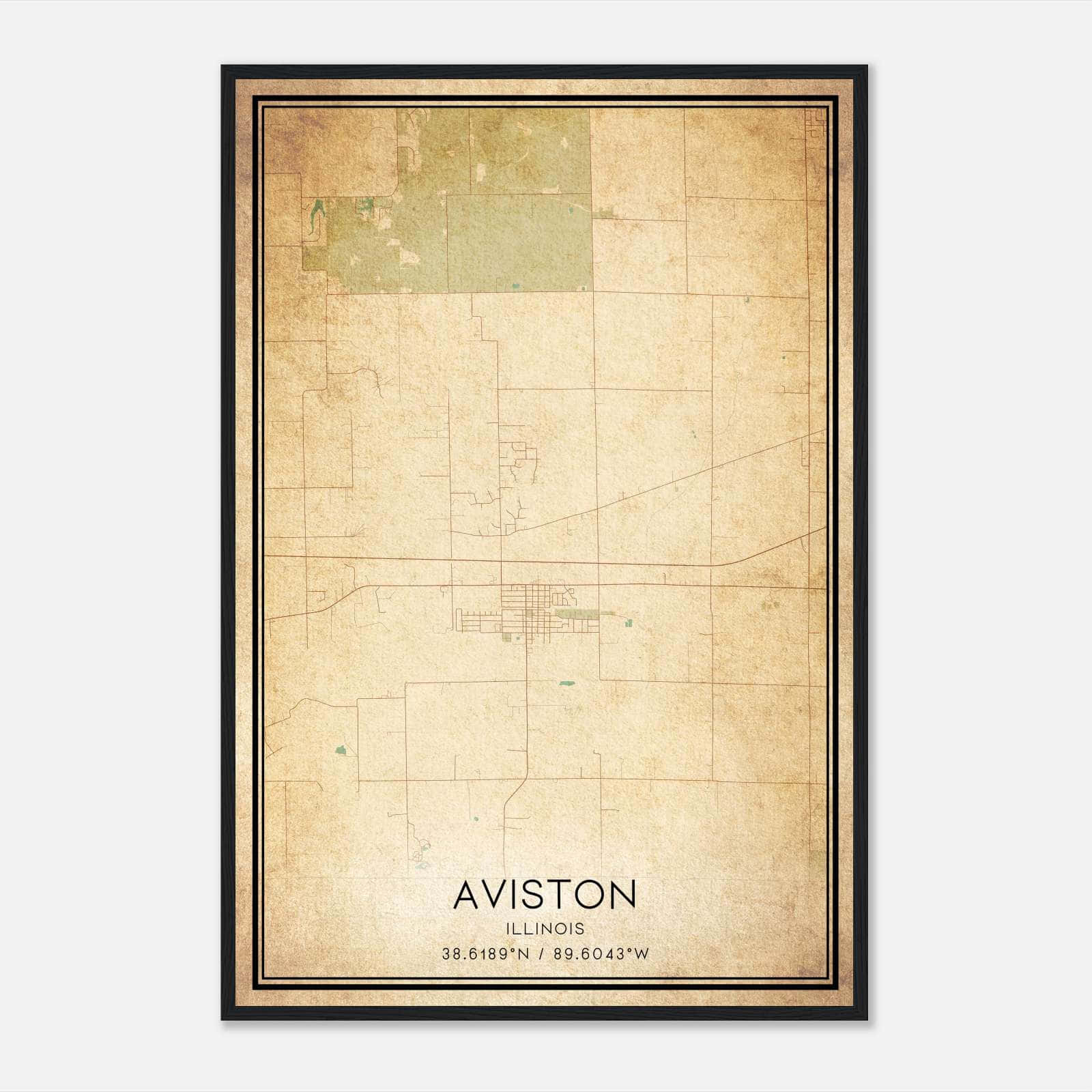 Vintage Aviston Illinois Map Poster, Aviston IL City Road Wall Art Print Vintage Aviston Illinois Map Poster, Aviston IL City Road Wall Art Print