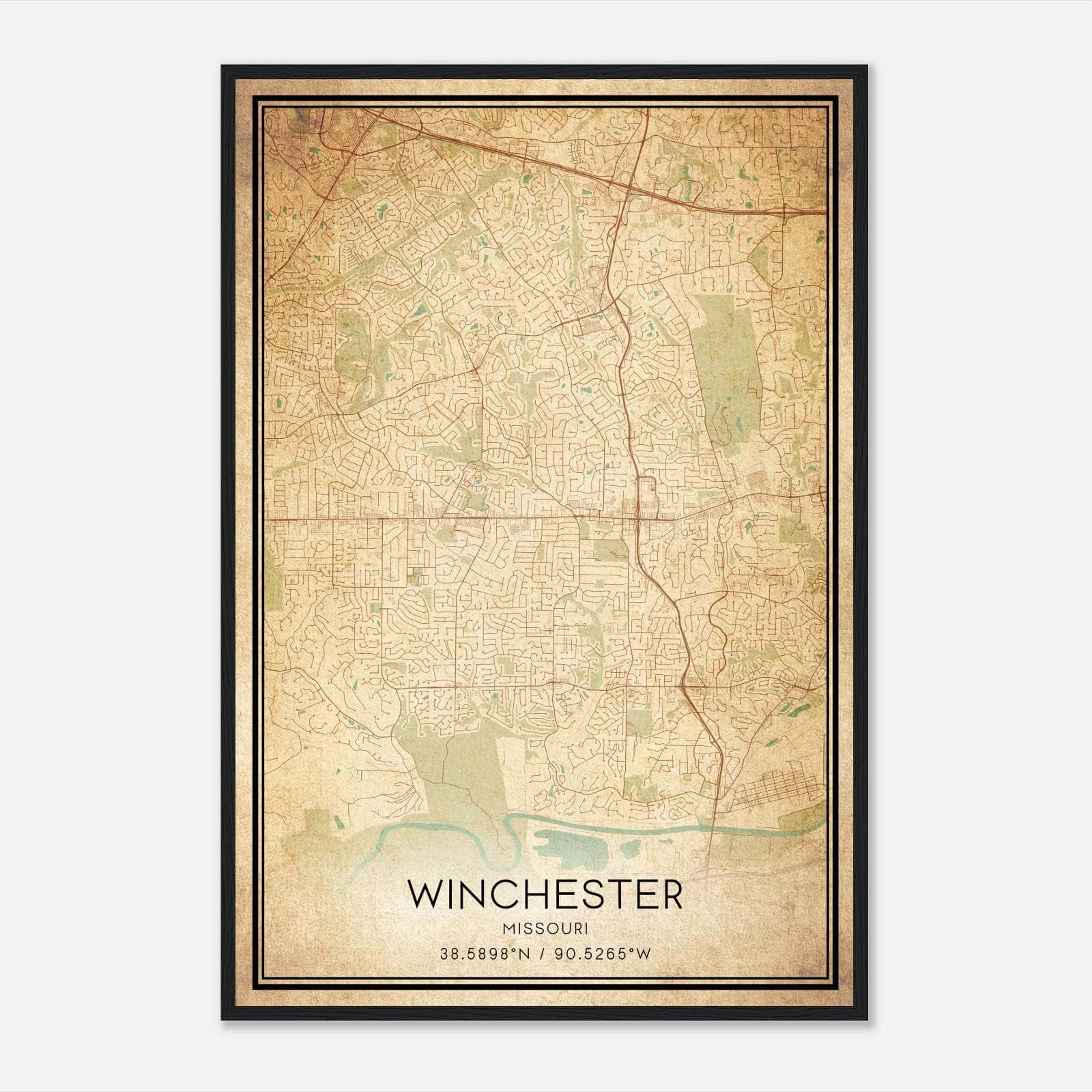 Vintage Winchester Missouri Map Poster, Winchester MO City Road Wall Art Print Vintage Winchester Missouri Map Poster, Winchester MO City Road Wall Art Print