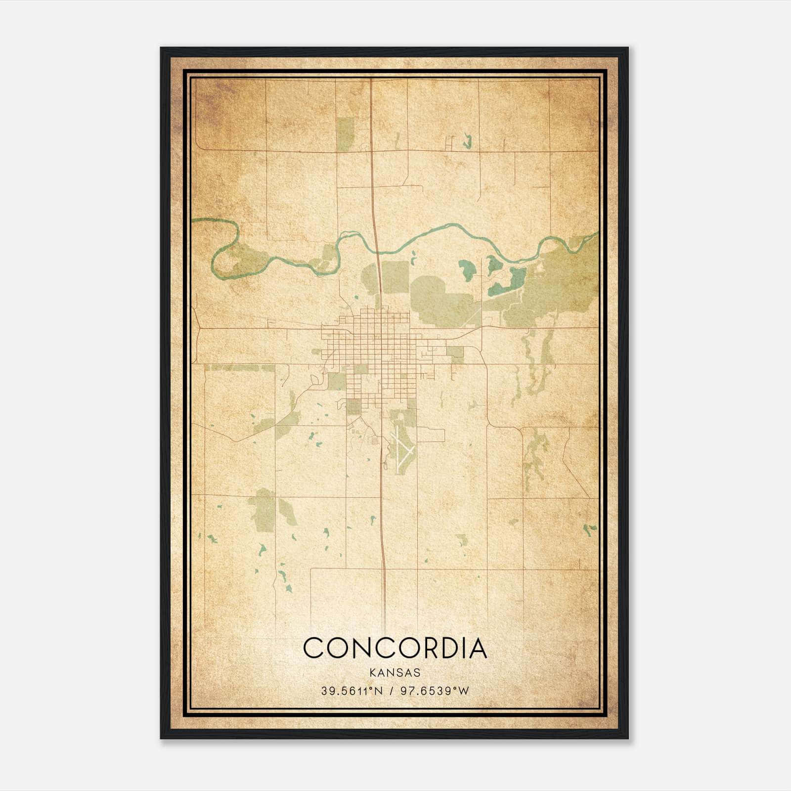 Vintage Concordia Kansas Map Poster, Concordia KS City Road Wall Art Print Vintage Concordia Kansas Map Poster, Concordia KS City Road Wall Art Print