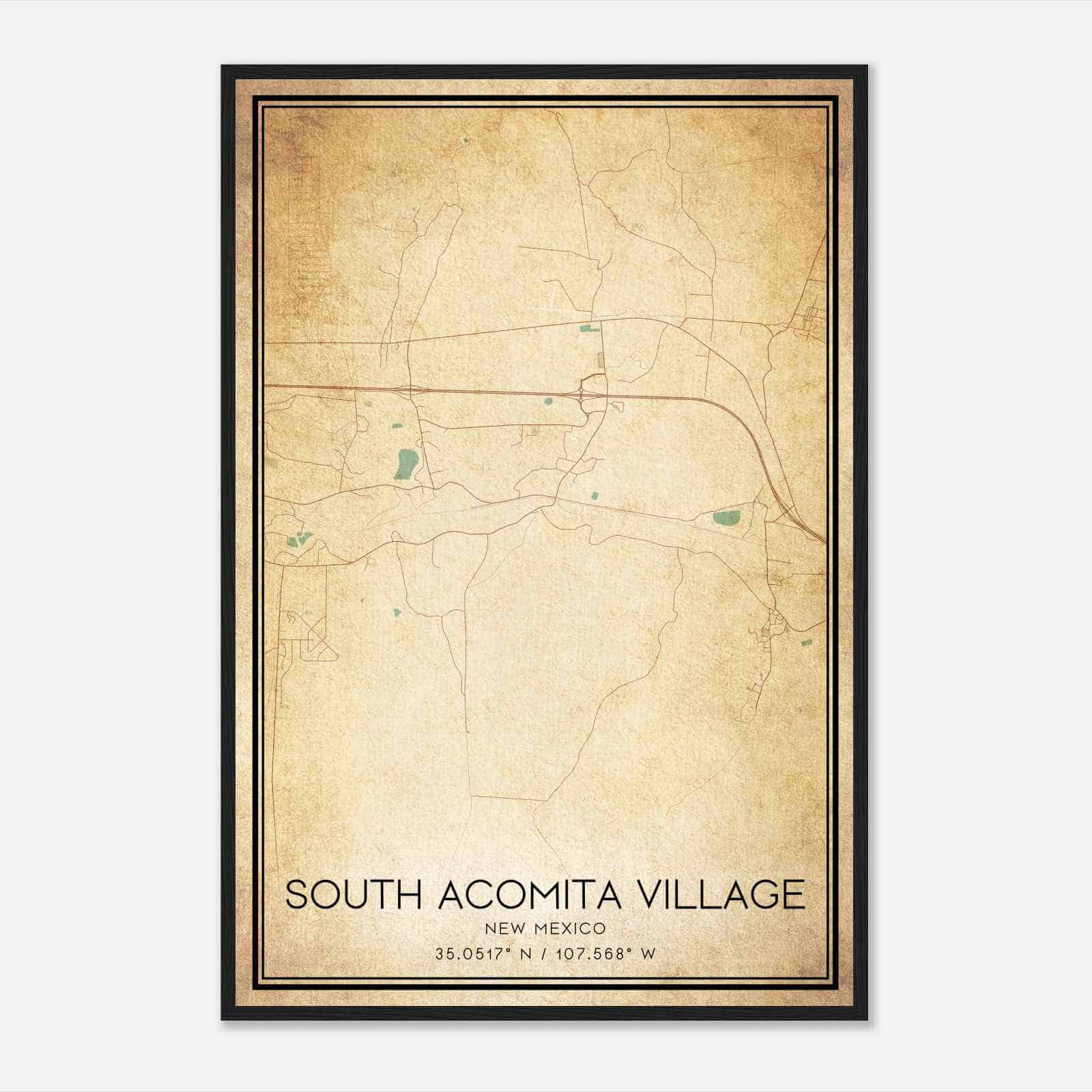 Vintage South Acomita Village New Mexico Map Poster, South Acomita Village NM City Road Wall Art Print Vintage South Acomita Village New Mexico Map Poster, South Acomita Village NM City Road Wall Art Print