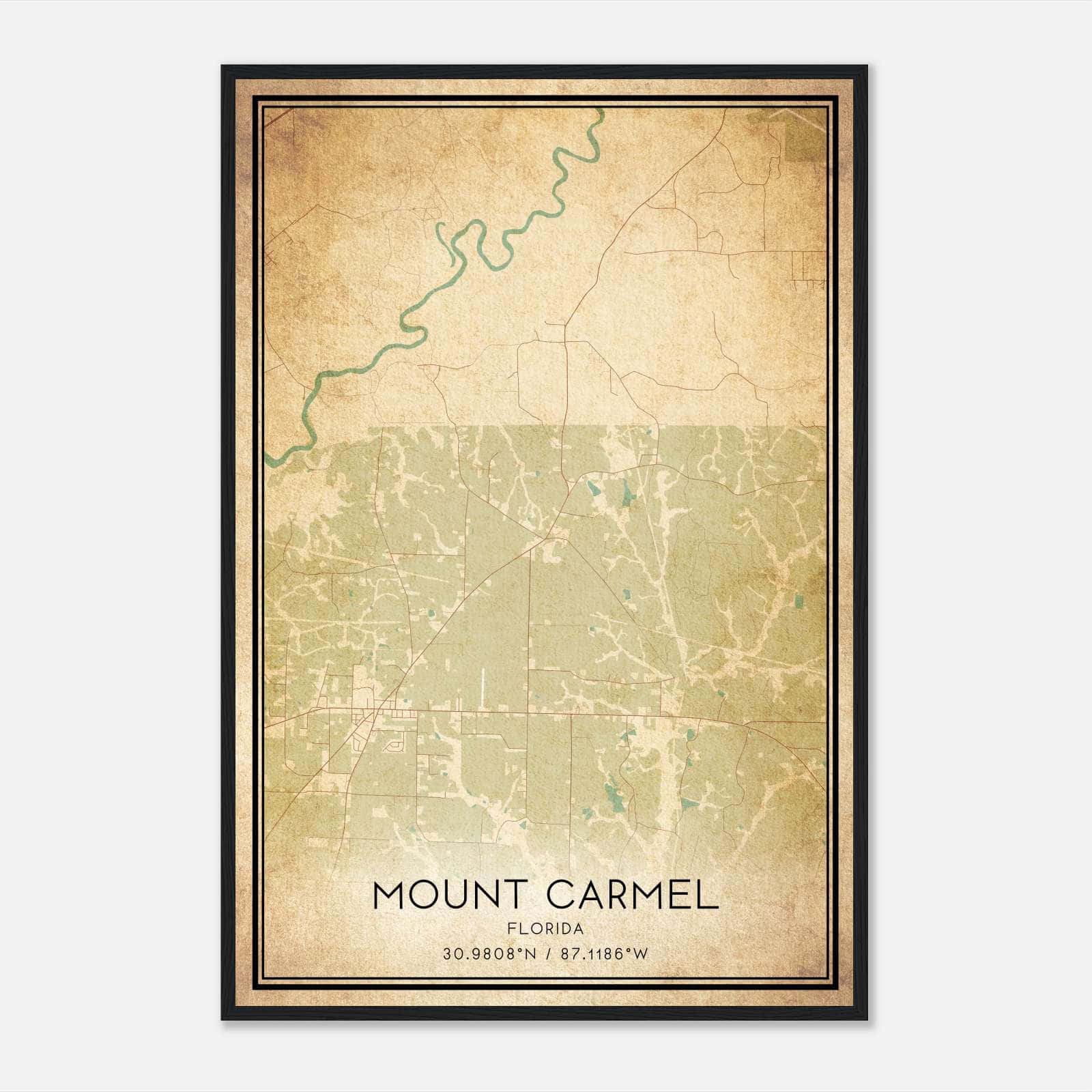 Vintage Mount Carmel Florida Map Poster, Mount Carmel FL City Road Wall Art Print Vintage Mount Carmel Florida Map Poster, Mount Carmel FL City Road Wall Art Print