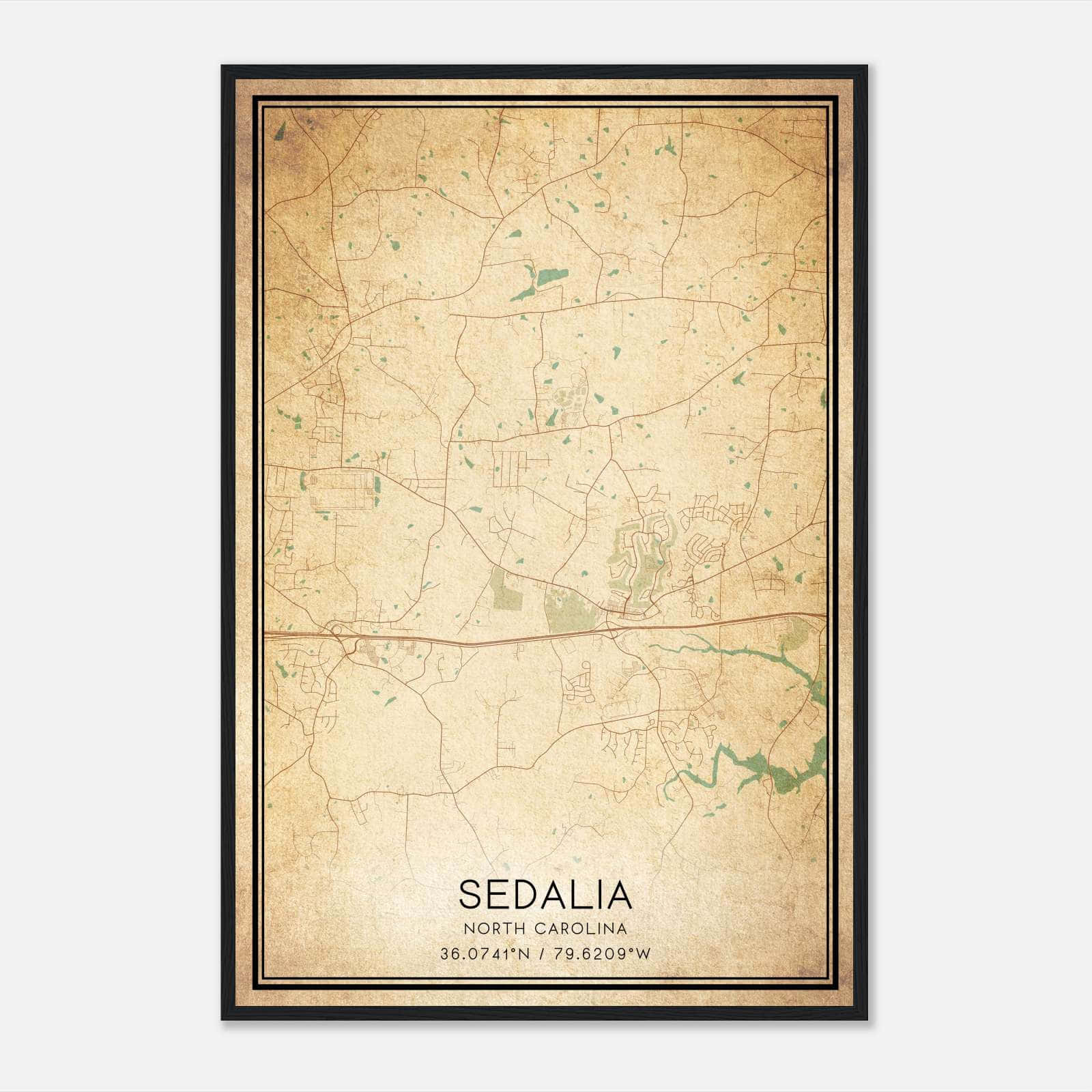 Vintage Sedalia North Carolina Map Poster, Sedalia NC City Road Wall Art Print Vintage Sedalia North Carolina Map Poster, Sedalia NC City Road Wall Art Print