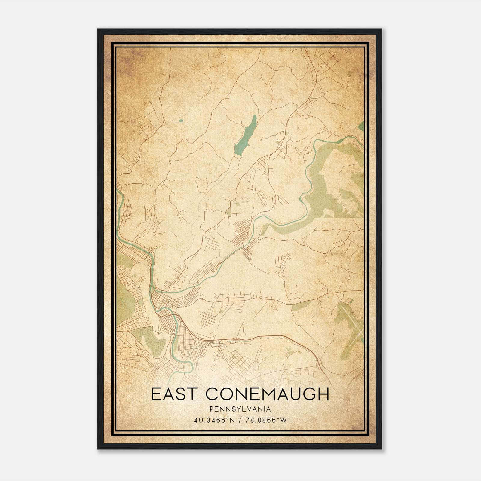 Vintage East Conemaugh Pennsylvania Map Poster, East Conemaugh PA City Road Wall Art Print Vintage East Conemaugh Pennsylvania Map Poster, East Conemaugh PA City Road Wall Art Print