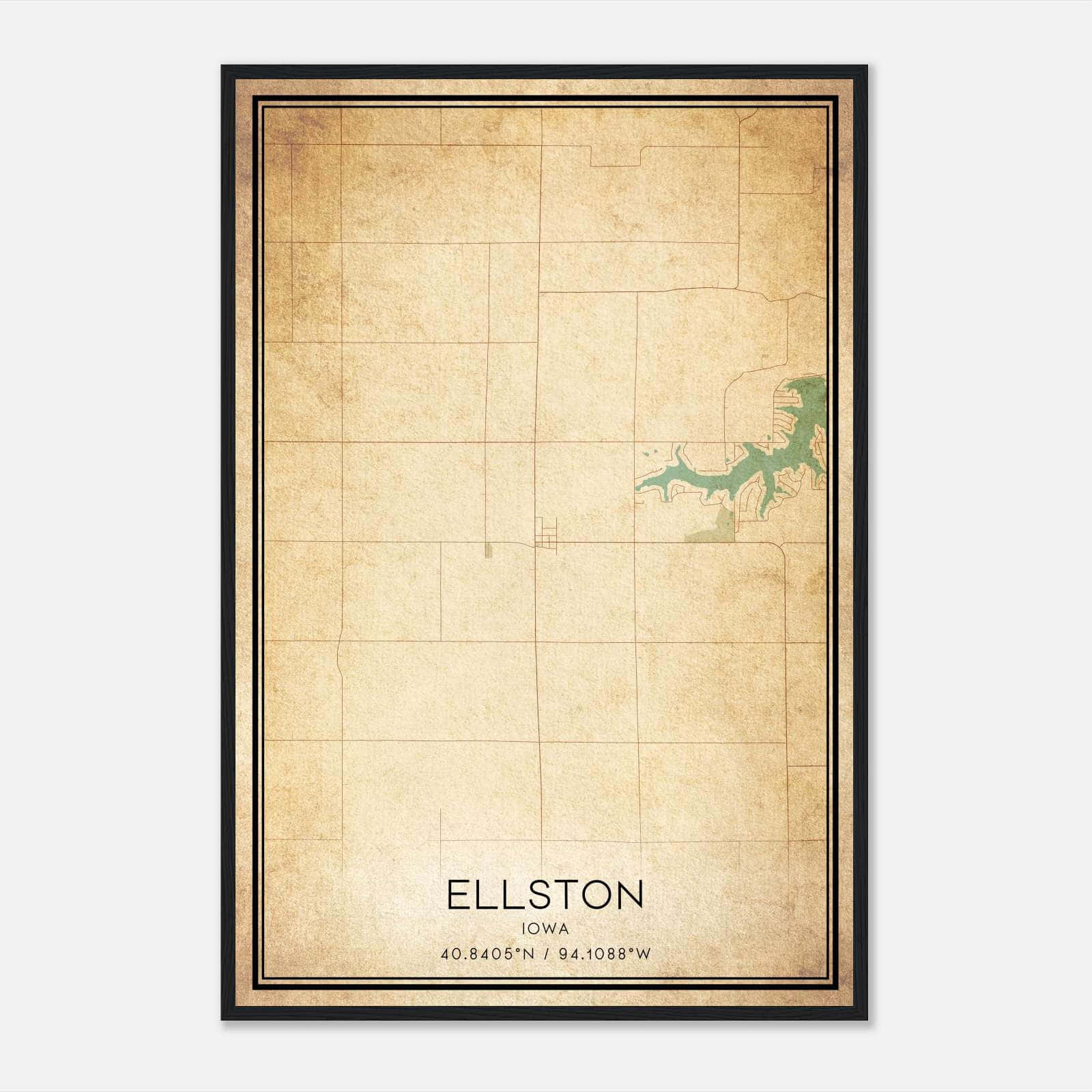 Vintage Ellston Iowa Map Poster, Ellston IA City Road Wall Art Print Vintage Ellston Iowa Map Poster, Ellston IA City Road Wall Art Print