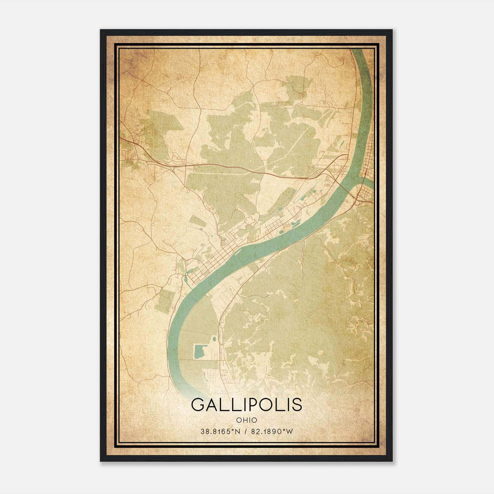 Vintage Gallipolis Ohio Map Poster, Gallipolis OH City Road Wall Art Print Vintage Gallipolis Ohio Map Poster, Gallipolis OH City Road Wall Art Print
