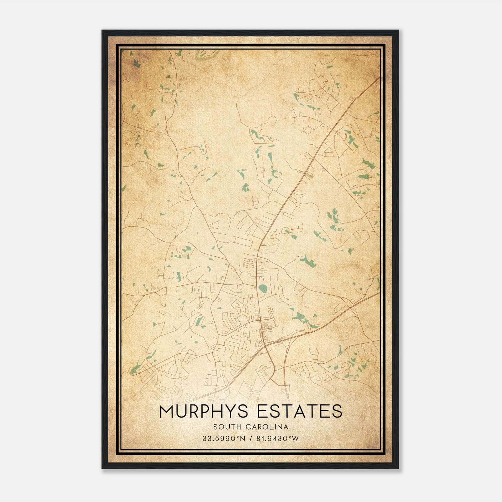 Vintage Murphys Estates South Carolina Map Poster, Murphys Estates SC City Road Wall Art Print Vintage Murphys Estates South Carolina Map Poster, Murphys Estates SC City Road Wall Art Print