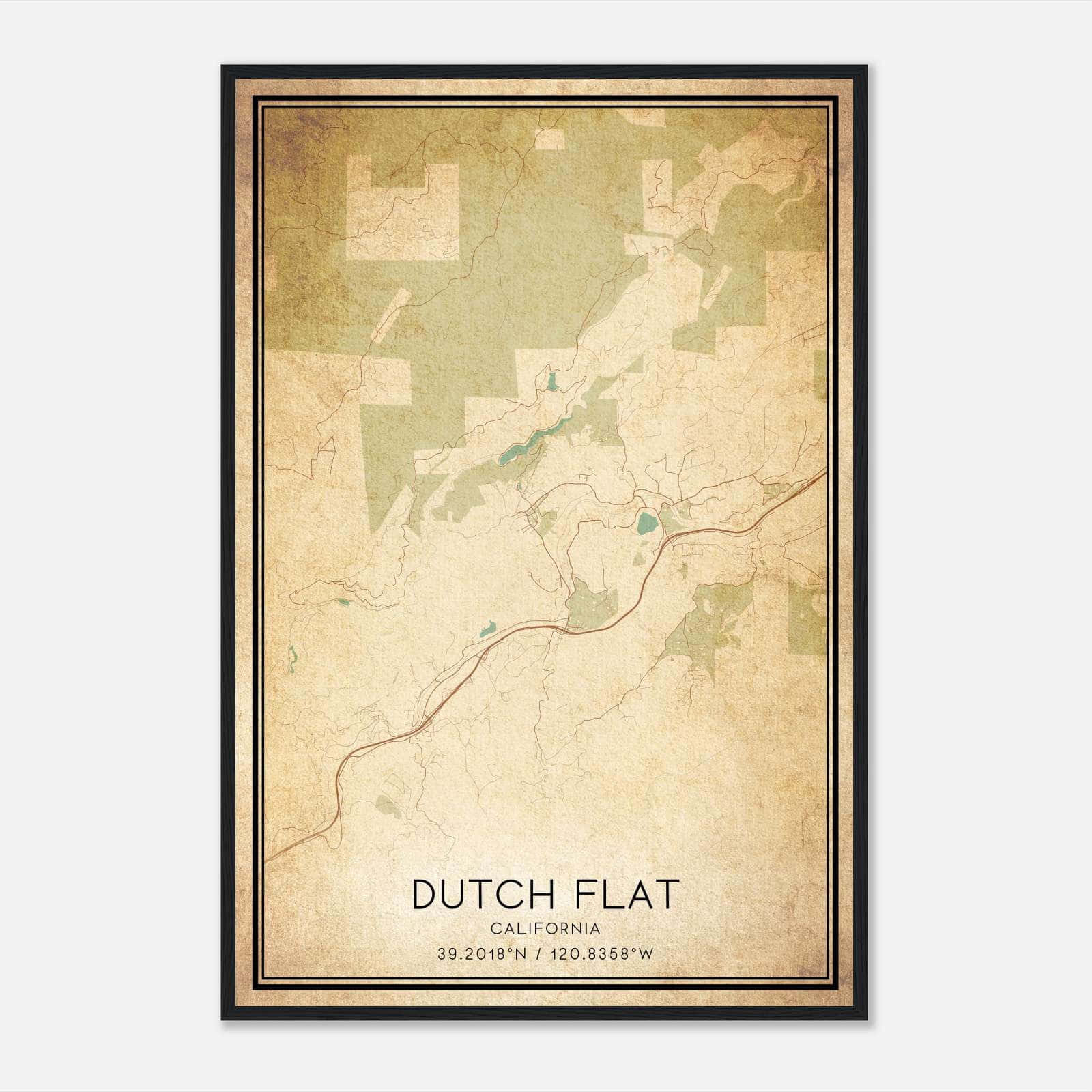 Vintage Dutch Flat California Map Poster, Dutch Flat CA City Road Wall Art Print Vintage Dutch Flat California Map Poster, Dutch Flat CA City Road Wall Art Print