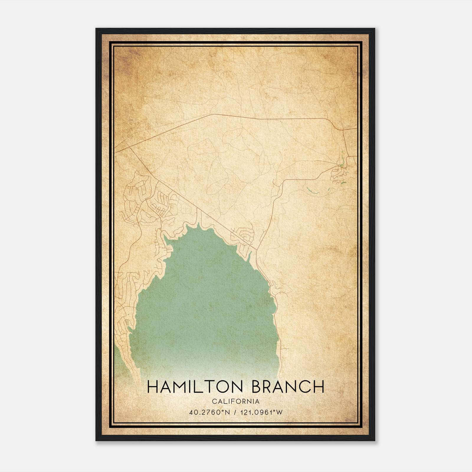 Vintage Hamilton Branch California Map Poster, Hamilton Branch CA City Road Wall Art Print Vintage Hamilton Branch California Map Poster, Hamilton Branch CA City Road Wall Art Print