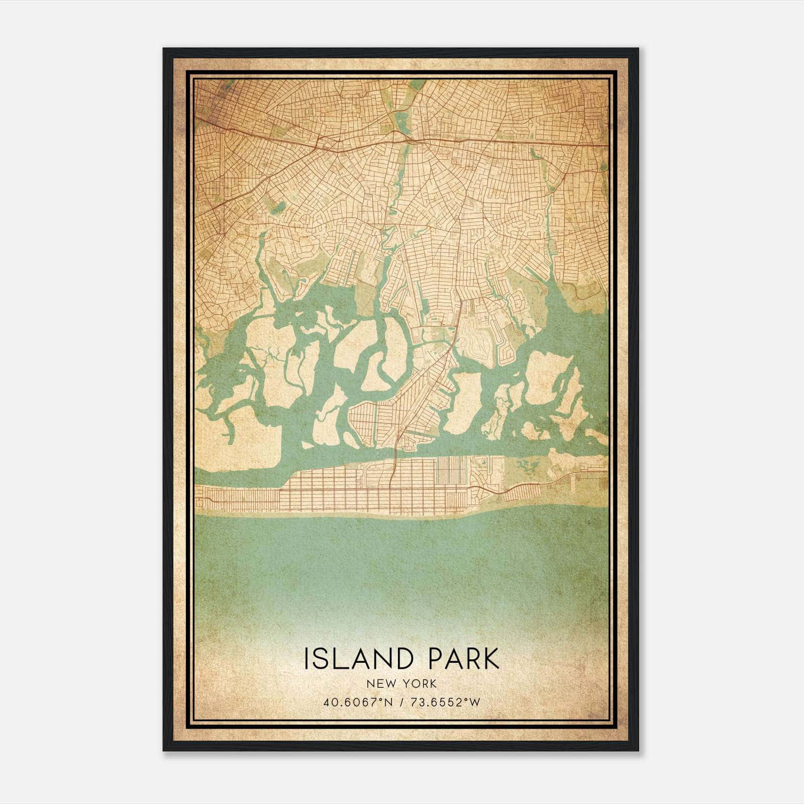 Vintage Island Park New York Map Poster, Island Park NY City Road Wall Art Print Vintage Island Park New York Map Poster, Island Park NY City Road Wall Art Print