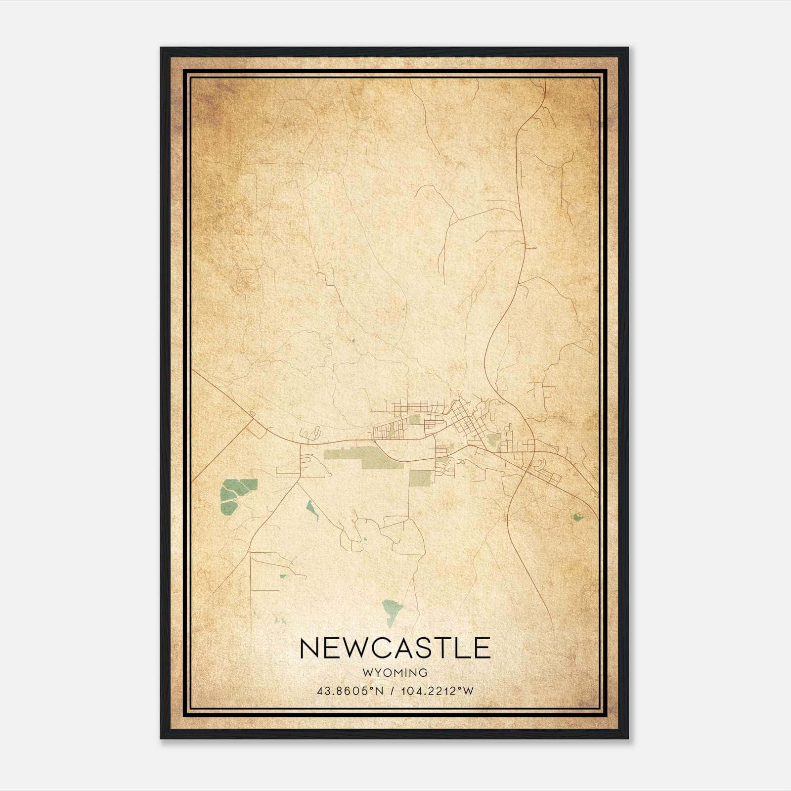 Vintage Newcastle Wyoming Map Poster, Newcastle WY City Road Wall Art Print Vintage Newcastle Wyoming Map Poster, Newcastle WY City Road Wall Art Print