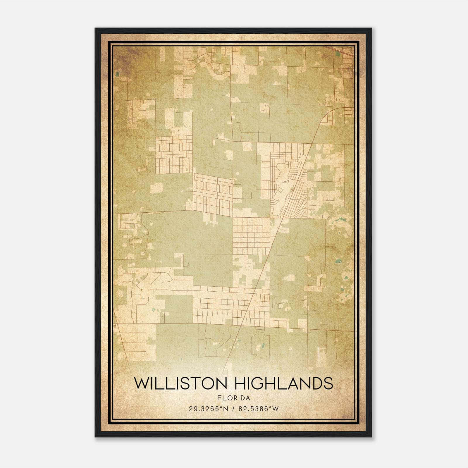 Vintage Williston Highlands Florida Map Poster, Williston Highlands FL City Road Wall Art Print Vintage Williston Highlands Florida Map Poster, Williston Highlands FL City Road Wall Art Print