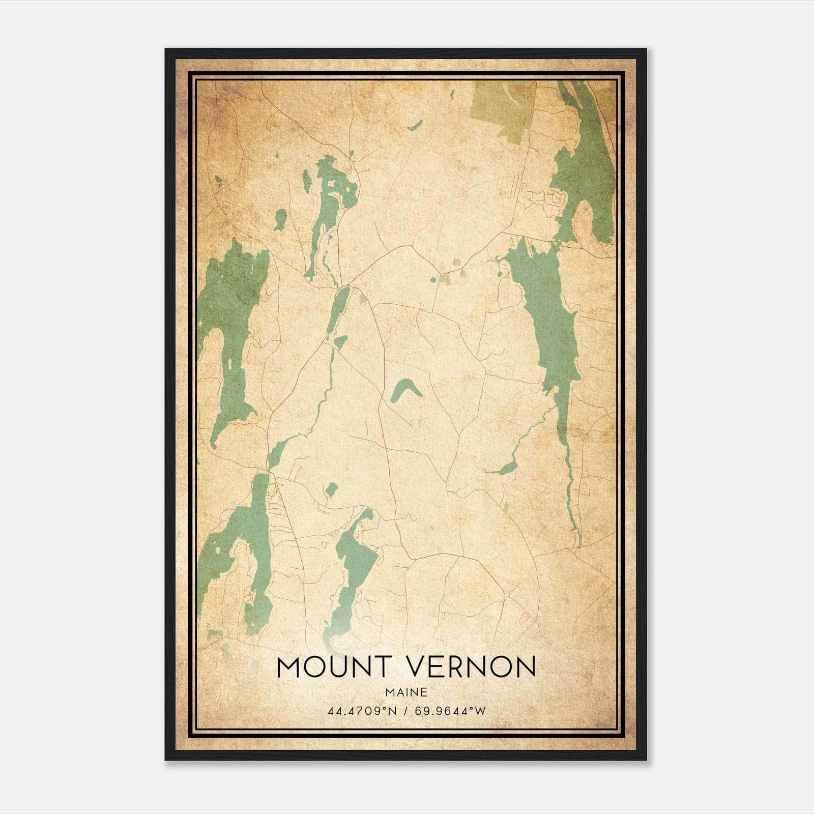 Vintage Mount Vernon Maine Map Poster, Mount Vernon ME City Road Wall Art Print Vintage Mount Vernon Maine Map Poster, Mount Vernon ME City Road Wall Art Print