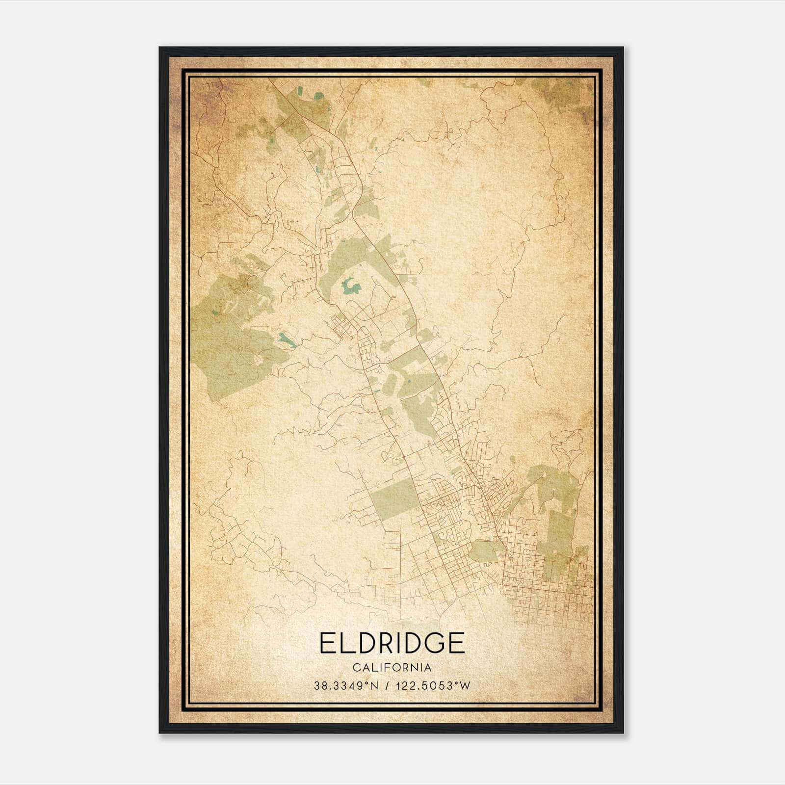 Vintage Eldridge California Map Poster, Eldridge CA City Road Wall Art Print Vintage Eldridge California Map Poster, Eldridge CA City Road Wall Art Print