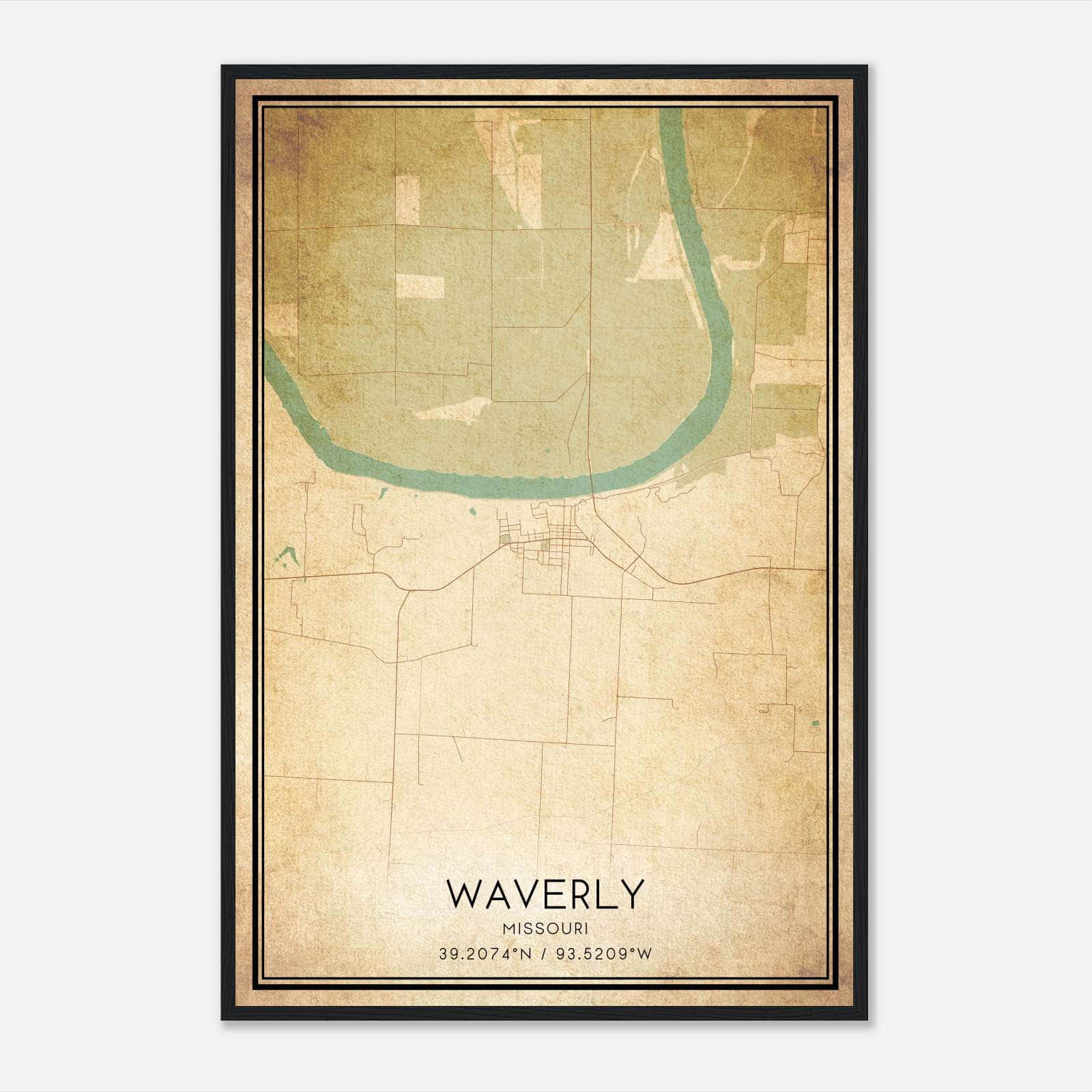 Vintage Waverly Missouri Map Poster, Waverly MO City Road Wall Art Print Vintage Waverly Missouri Map Poster, Waverly MO City Road Wall Art Print