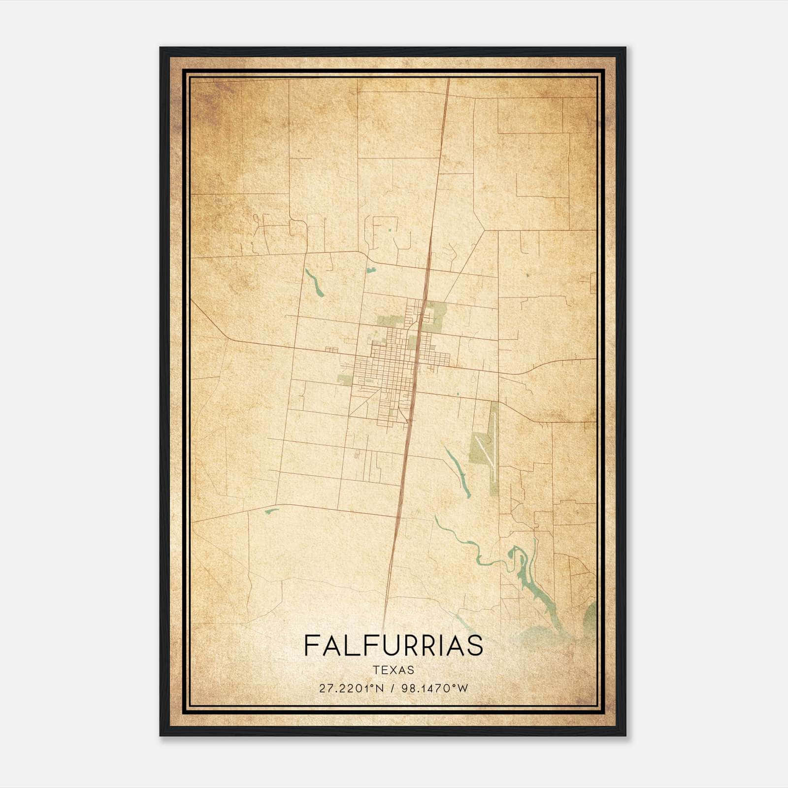 Vintage Falfurrias Texas Map Poster, Falfurrias TX City Road Wall Art Print Vintage Falfurrias Texas Map Poster, Falfurrias TX City Road Wall Art Print