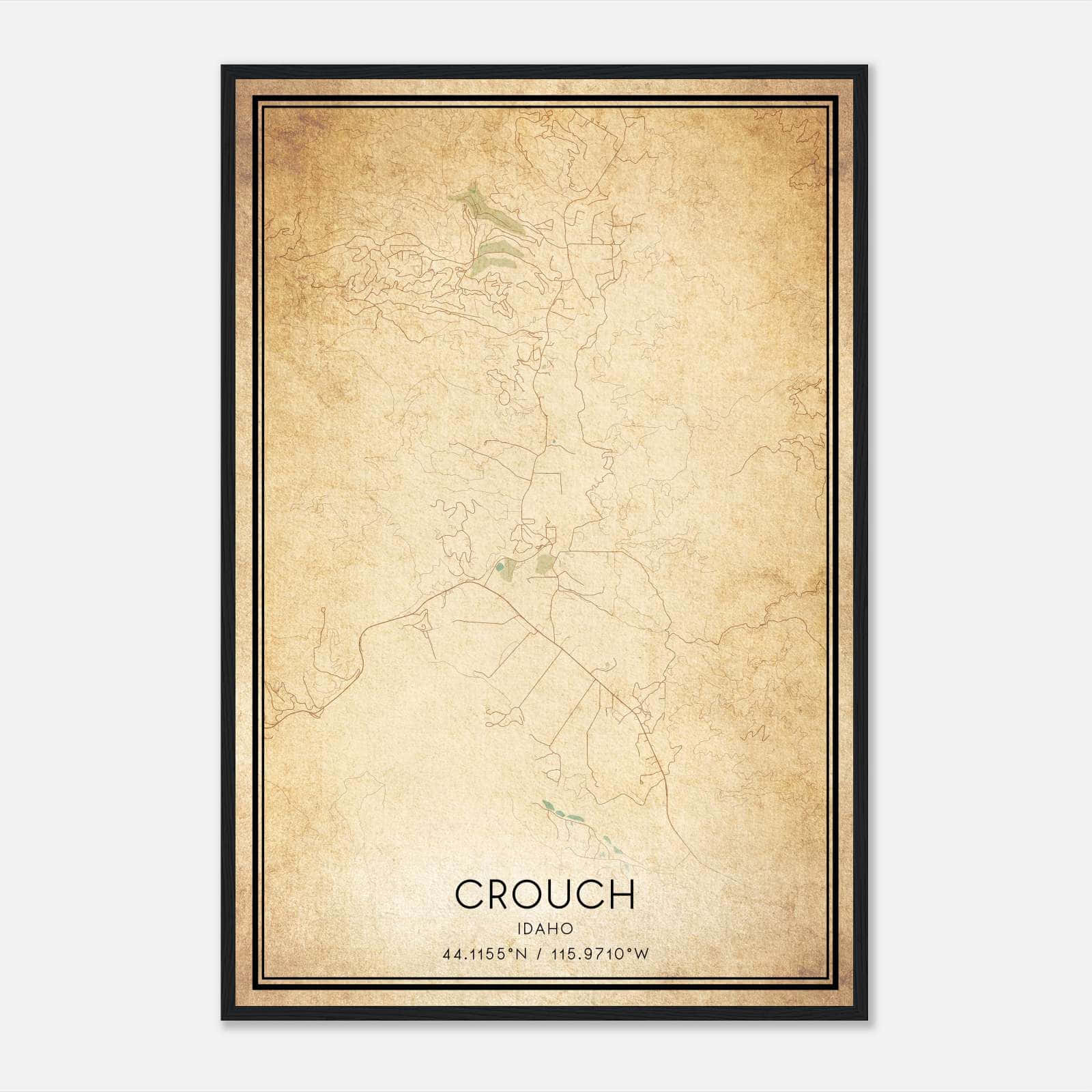 Vintage Crouch Idaho Map Poster, Crouch ID City Road Wall Art Print Vintage Crouch Idaho Map Poster, Crouch ID City Road Wall Art Print