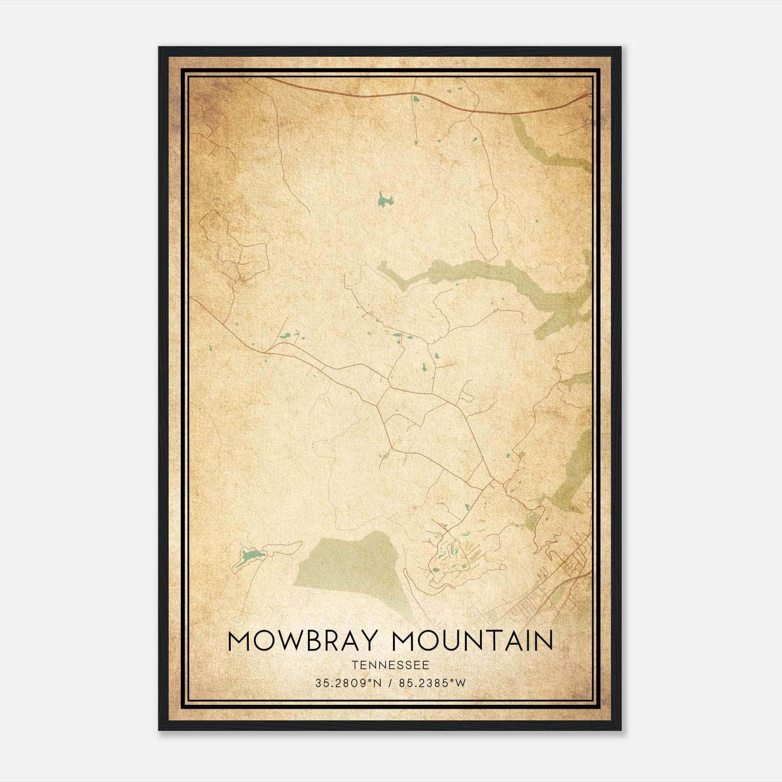 Vintage Mowbray Mountain Tennessee Map Poster, Mowbray Mountain TN City Road Wall Art Print Vintage Mowbray Mountain Tennessee Map Poster, Mowbray Mountain TN City Road Wall Art Print