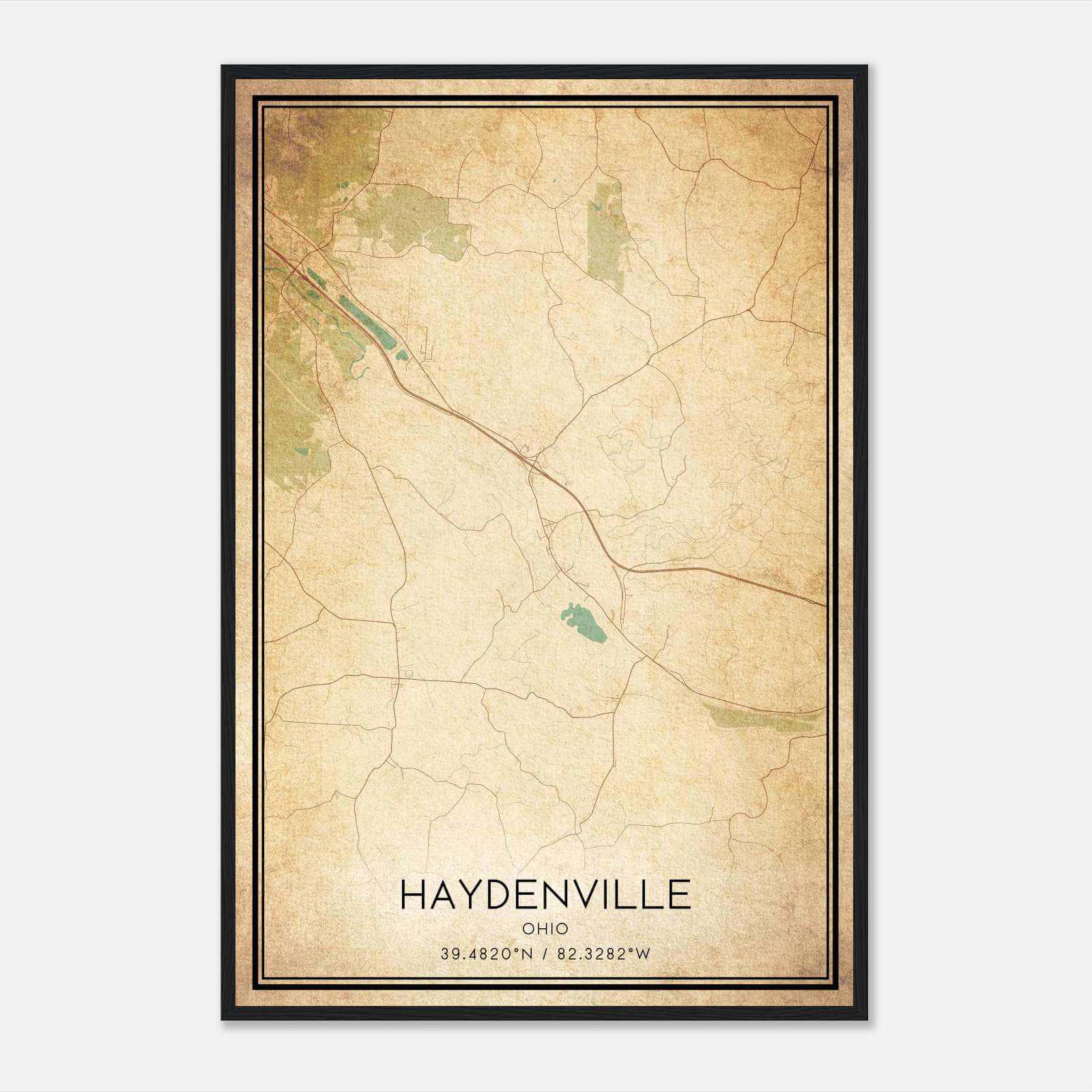 Vintage Haydenville Ohio Map Poster, Haydenville OH City Road Wall Art Print Vintage Haydenville Ohio Map Poster, Haydenville OH City Road Wall Art Print