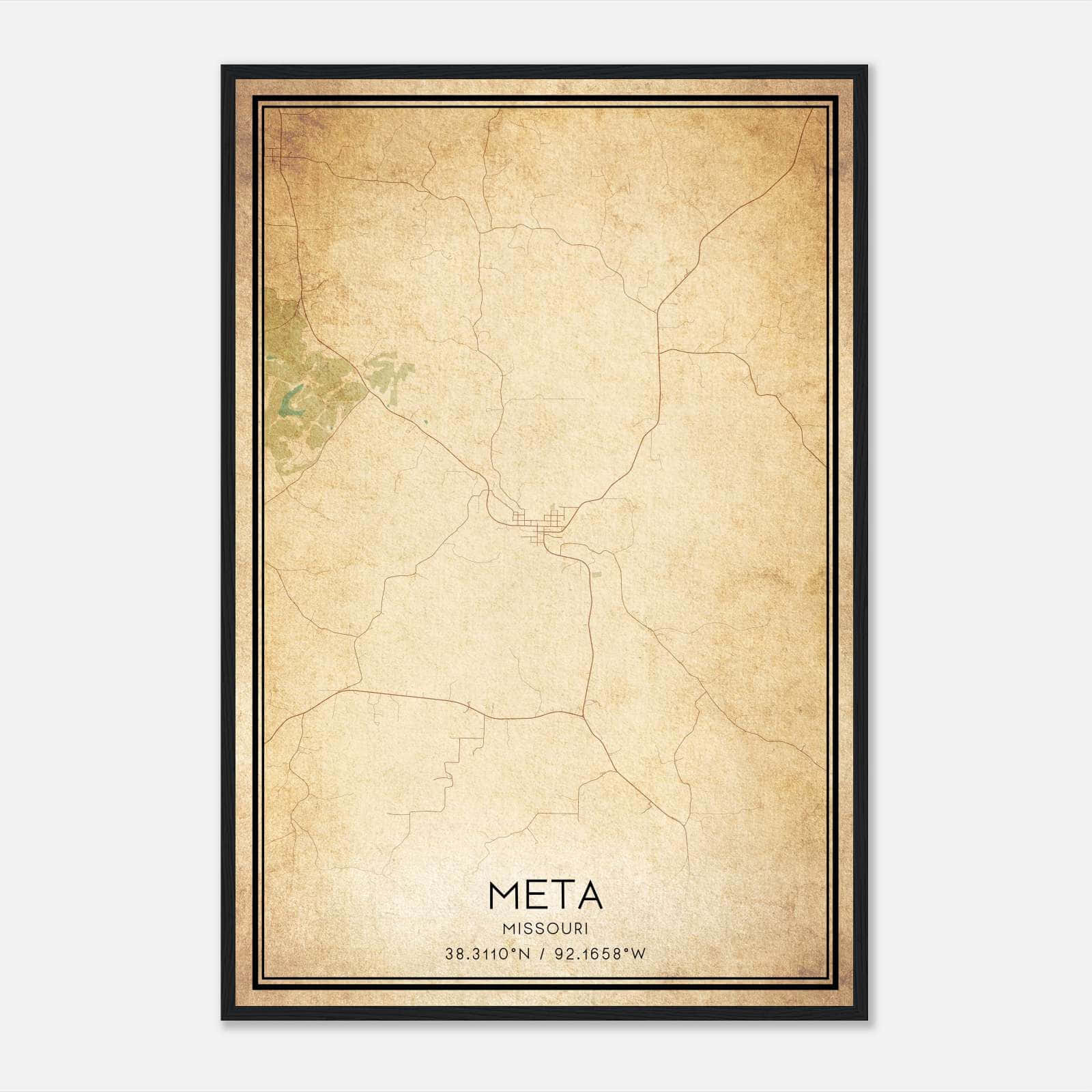 Vintage Meta Missouri Map Poster, Meta MO City Road Wall Art Print Vintage Meta Missouri Map Poster, Meta MO City Road Wall Art Print