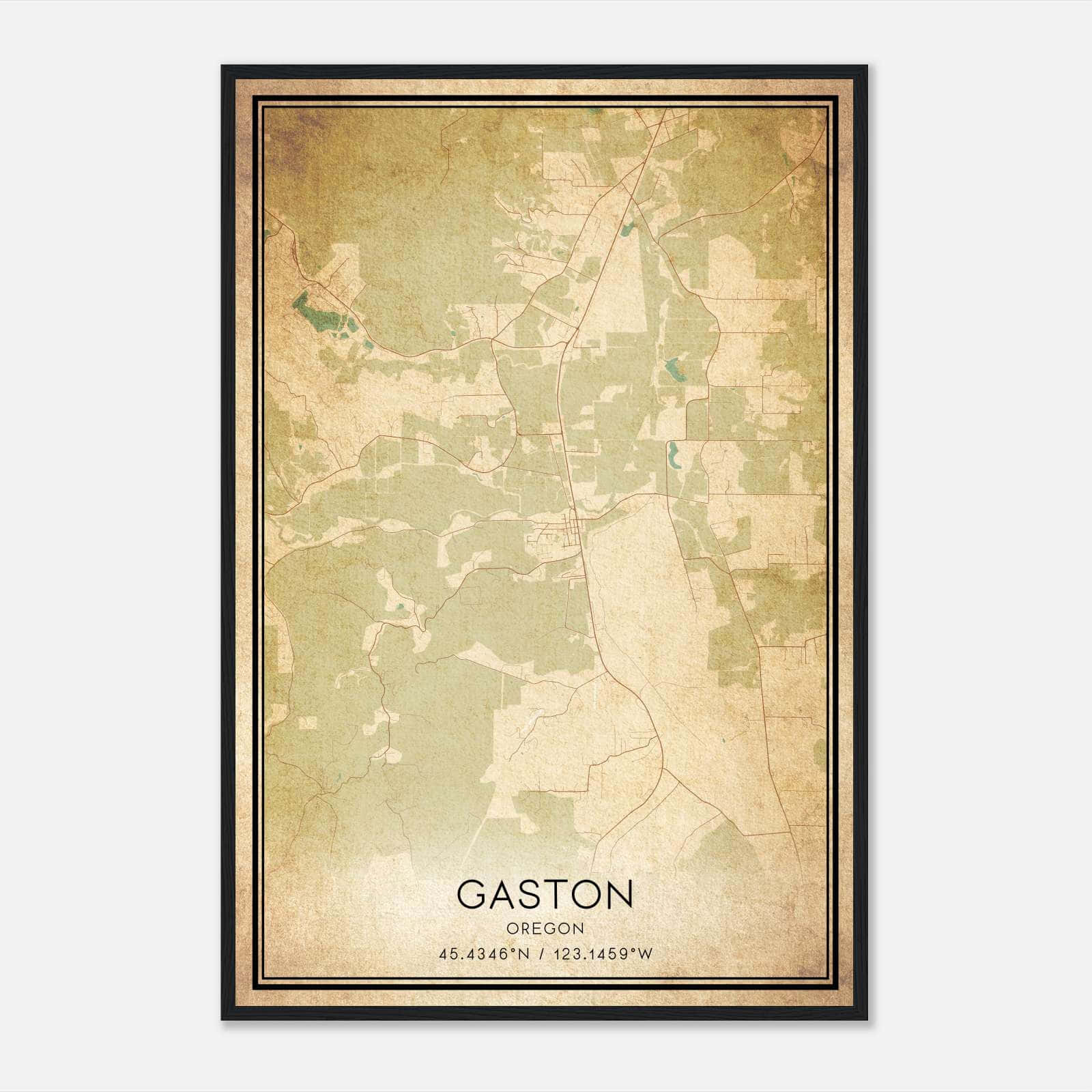 Vintage Gaston Oregon Map Poster, Gaston OR City Road Wall Art Print Vintage Gaston Oregon Map Poster, Gaston OR City Road Wall Art Print