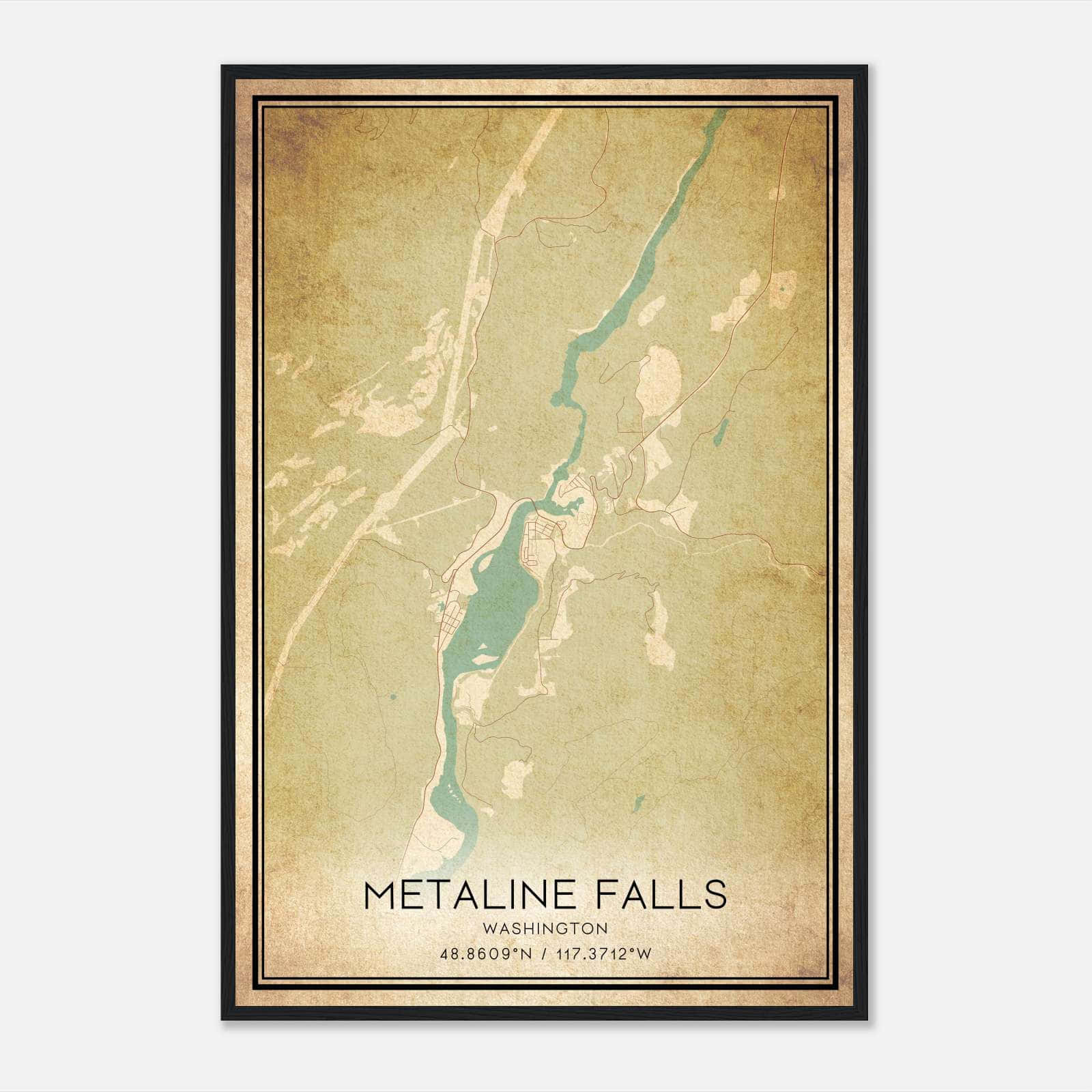 Vintage Metaline Falls Washington Map Poster, Metaline Falls WA City Road Wall Art Print Vintage Metaline Falls Washington Map Poster, Metaline Falls WA City Road Wall Art Print