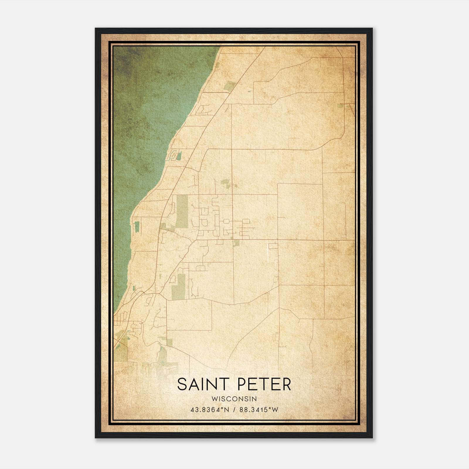 Vintage Saint Peter Wisconsin Map Poster, Saint Peter WI City Road Wall Art Print Vintage Saint Peter Wisconsin Map Poster, Saint Peter WI City Road Wall Art Print
