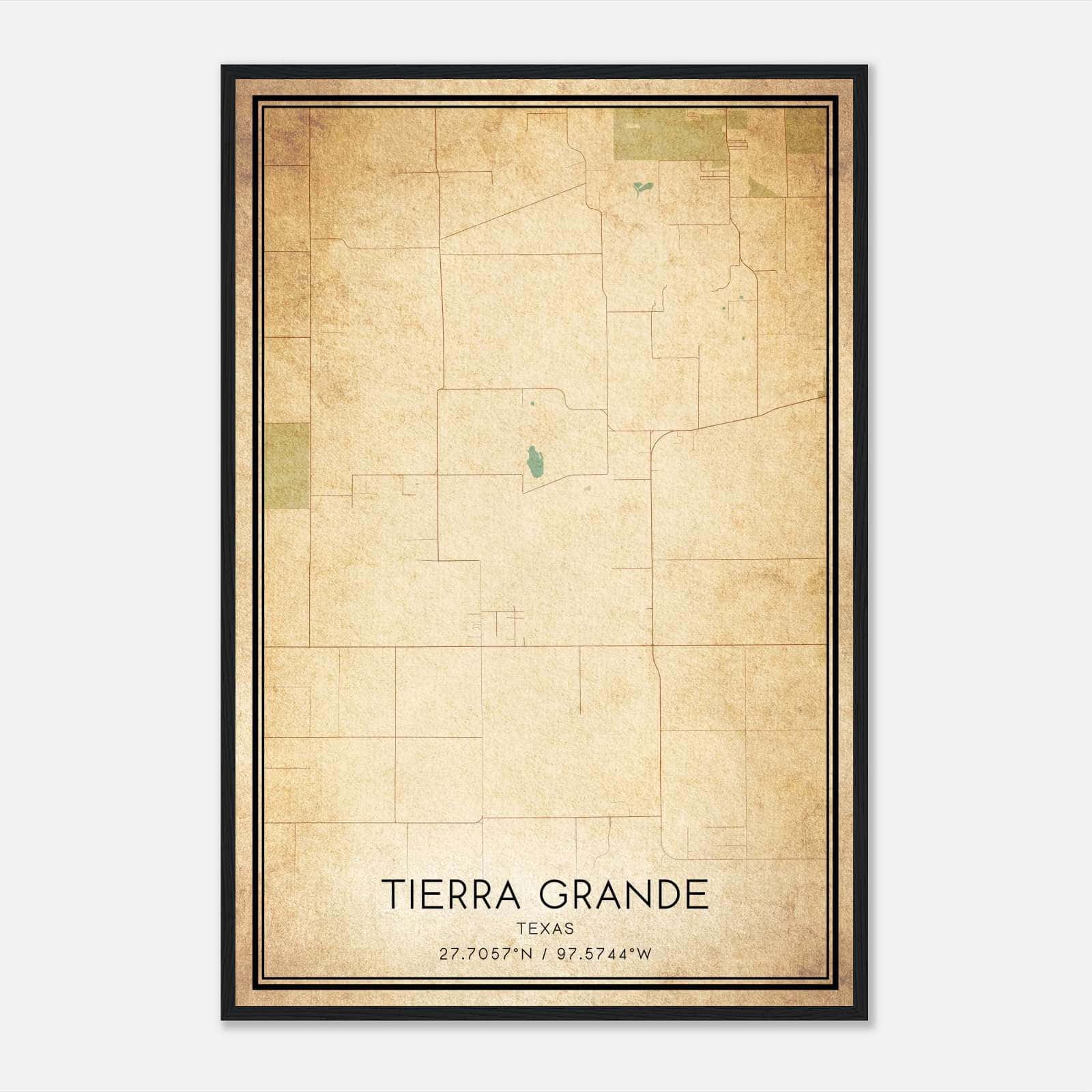 Vintage Tierra Grande Texas Map Poster, Tierra Grande TX City Road Wall Art Print Vintage Tierra Grande Texas Map Poster, Tierra Grande TX City Road Wall Art Print