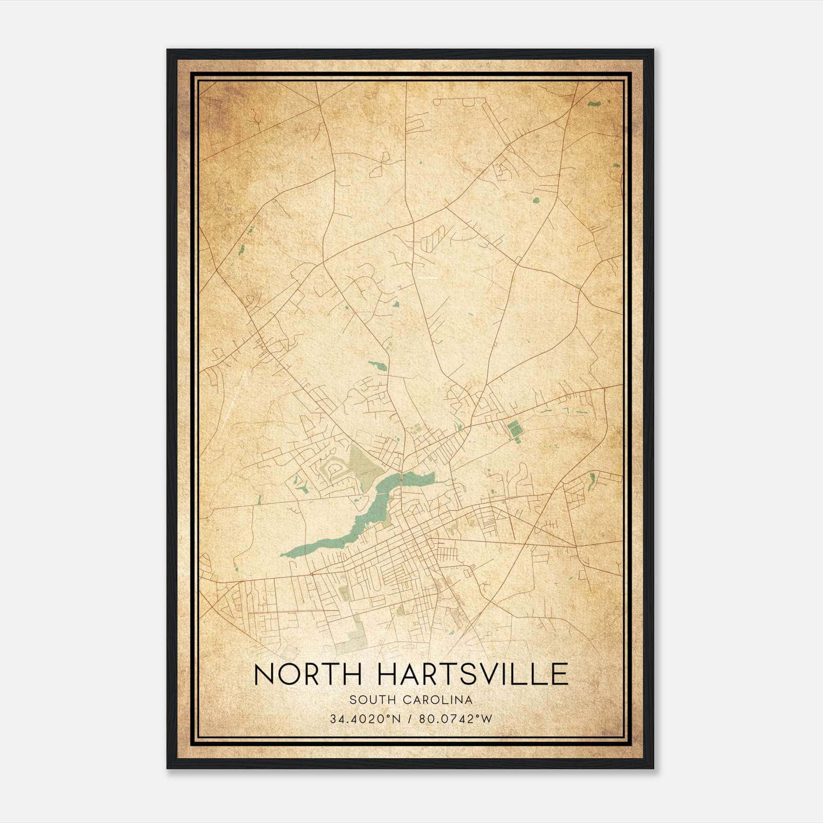 Vintage North Hartsville South Carolina Map Poster, North Hartsville SC City Road Wall Art Print Vintage North Hartsville South Carolina Map Poster, North Hartsville SC City Road Wall Art Print